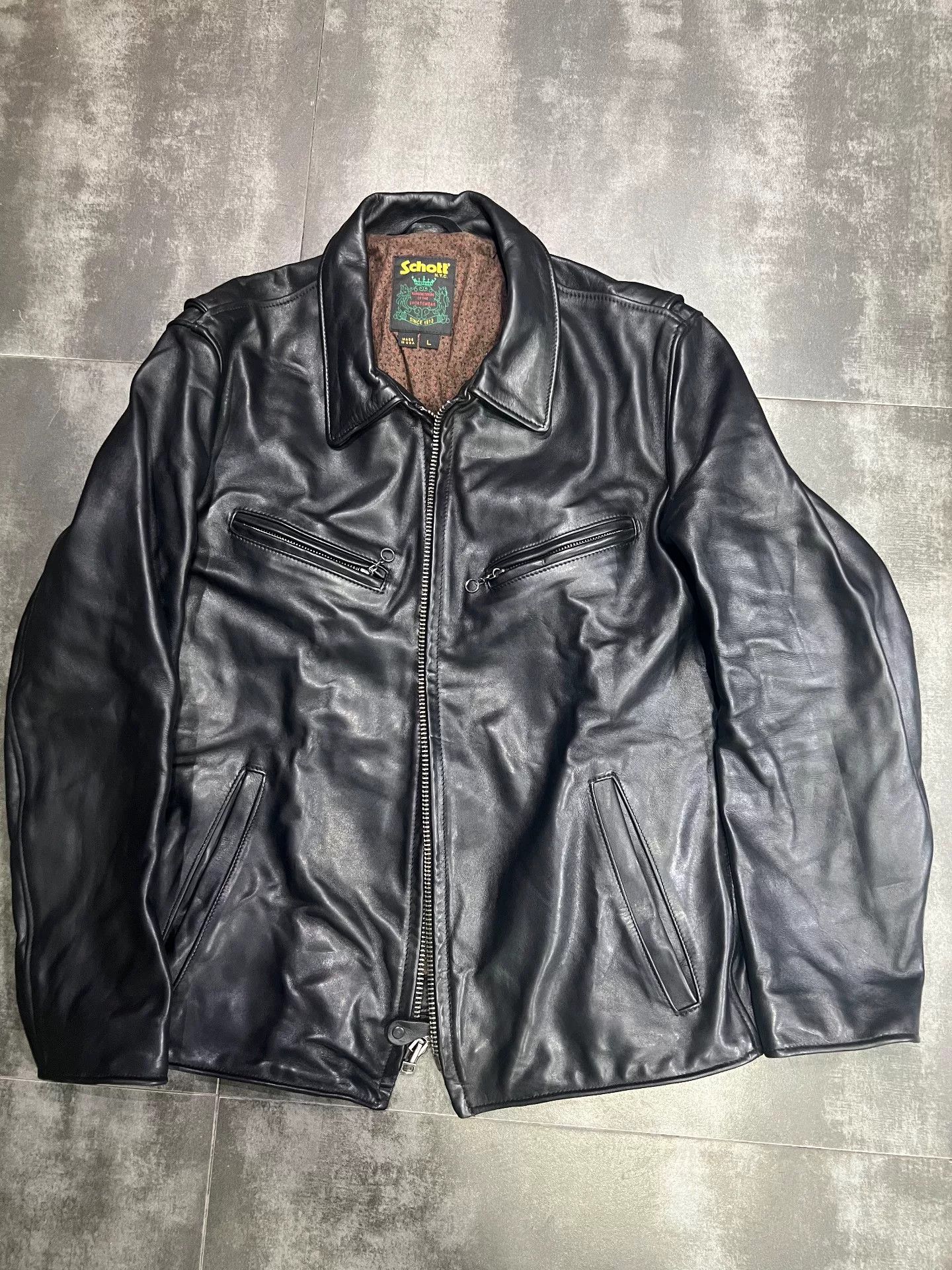 Schott SchottNYC James Lapel Leather Jacket Size US L / EU 52-54 / 3 - 1 Thumbnail