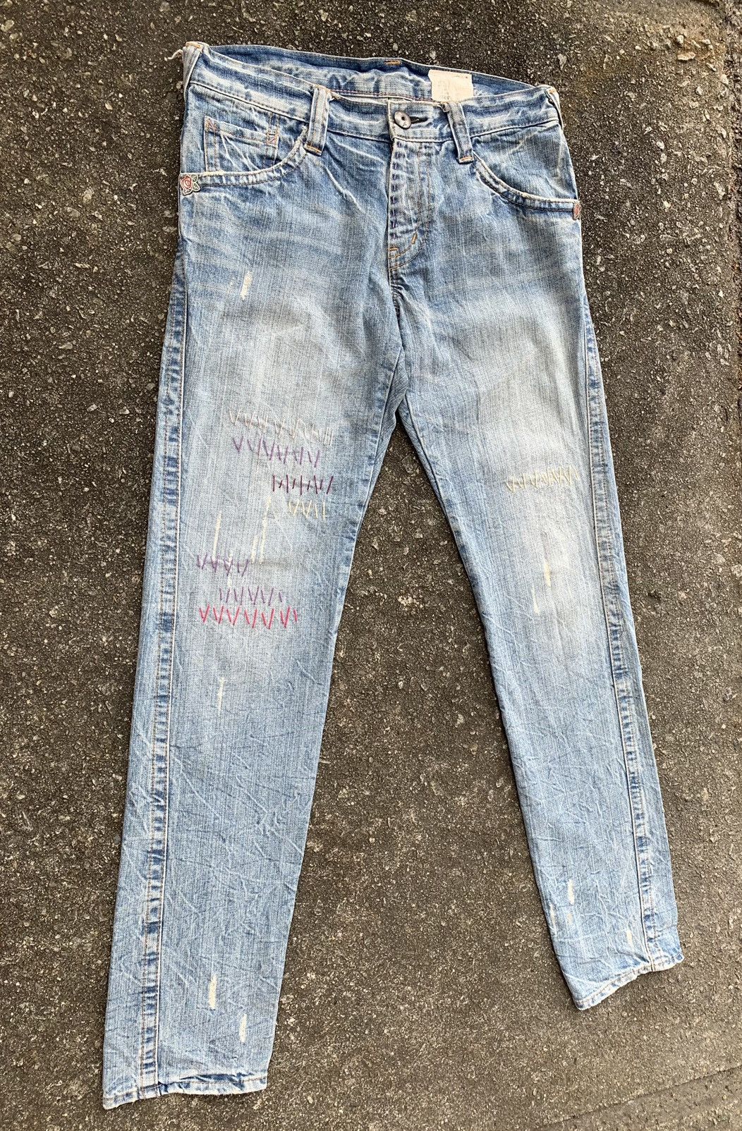 Beauty Beast × If Six Was Nine Distressed Antgauge Embroidered Denim Pants Size US 30 / EU 46 - 3 Thumbnail