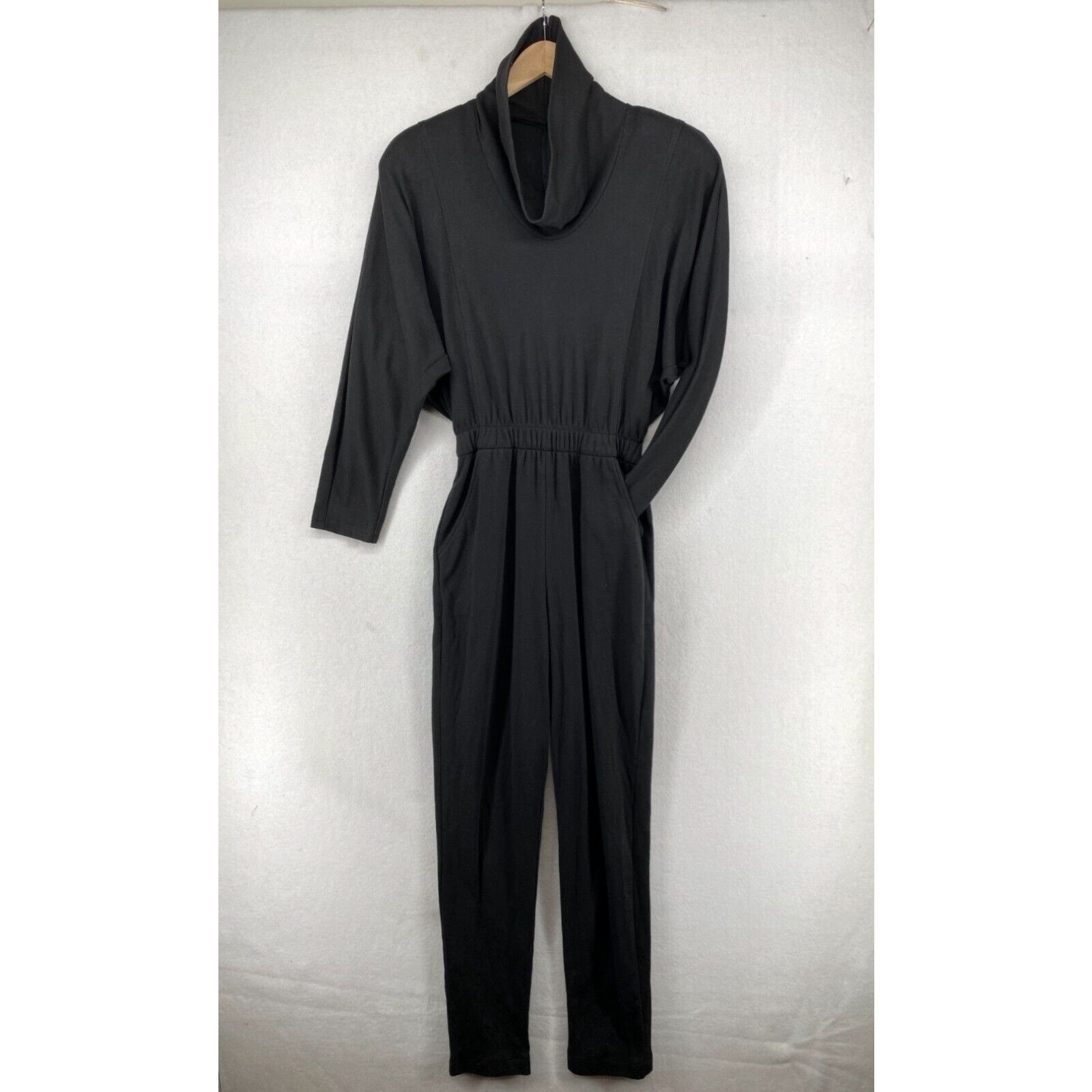 Image of Vintage VTG 70's Saint Germain Jumpsuit 7/8 38 Jersey Cowl Neck Dolman Sleeve Black Usa in White, W