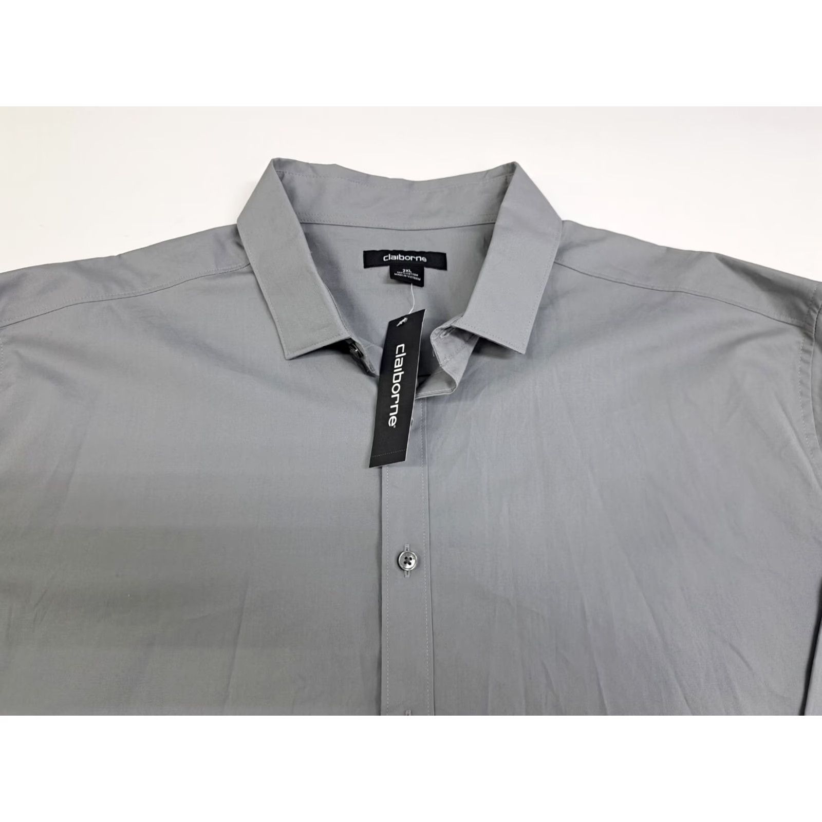 Liz Claiborne Liz Claiborne Shirt Men XXL Long Sleeve Button Up Cotton Grey Regular Collar Button Up 2XL Casual Formal Workwear NWT Size US XXL / EU 58 / 5 - 3 Thumbnail