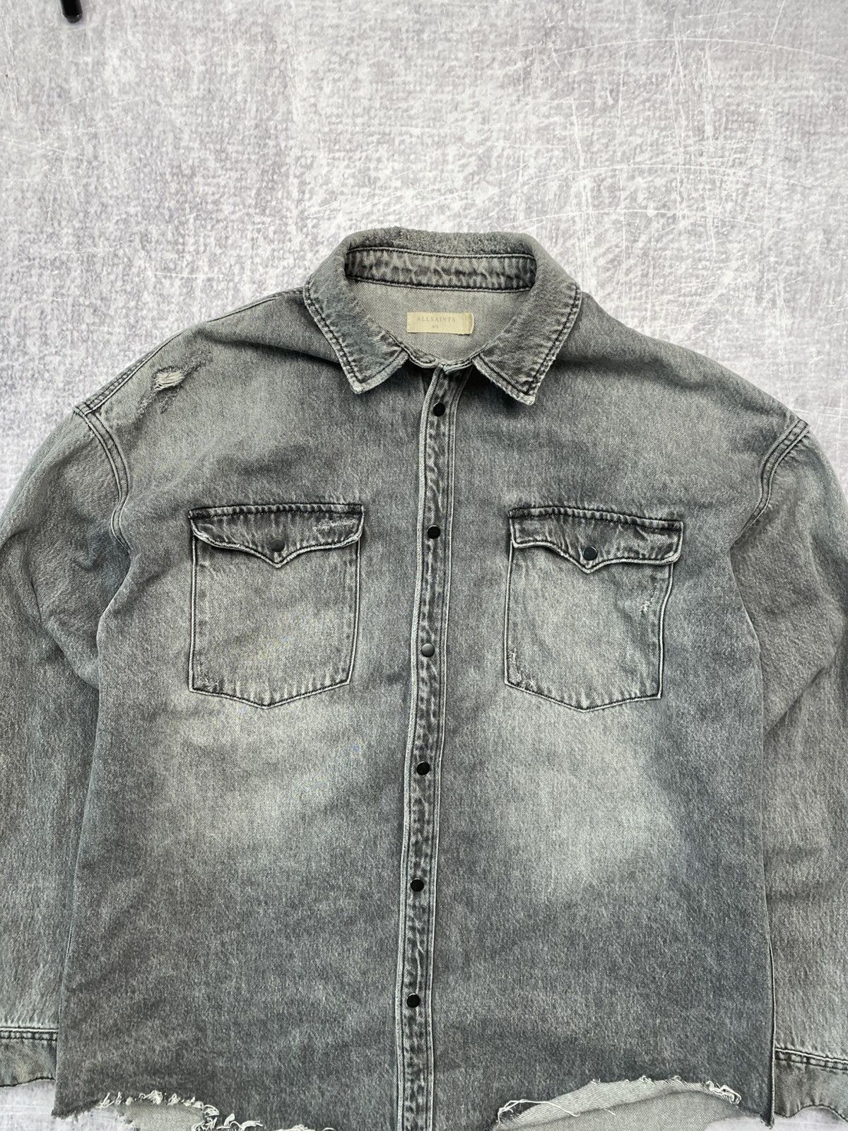 Allsaints Allsaints gray destroyed denim jacket Size US M / EU 48-50 / 2 - 4 Thumbnail