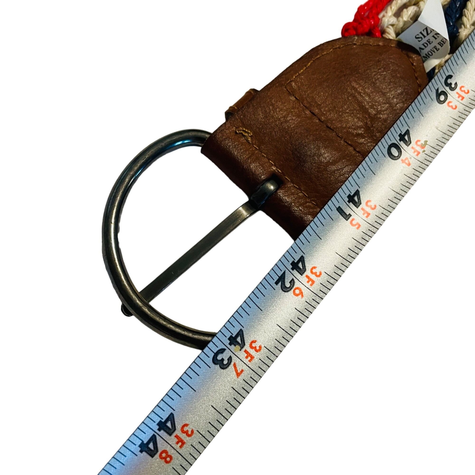 Vintage Vintage Woven Belt W/ Faux Leather Accents & D-Ring Buckle - Size ONE SIZE - 7 Thumbnail