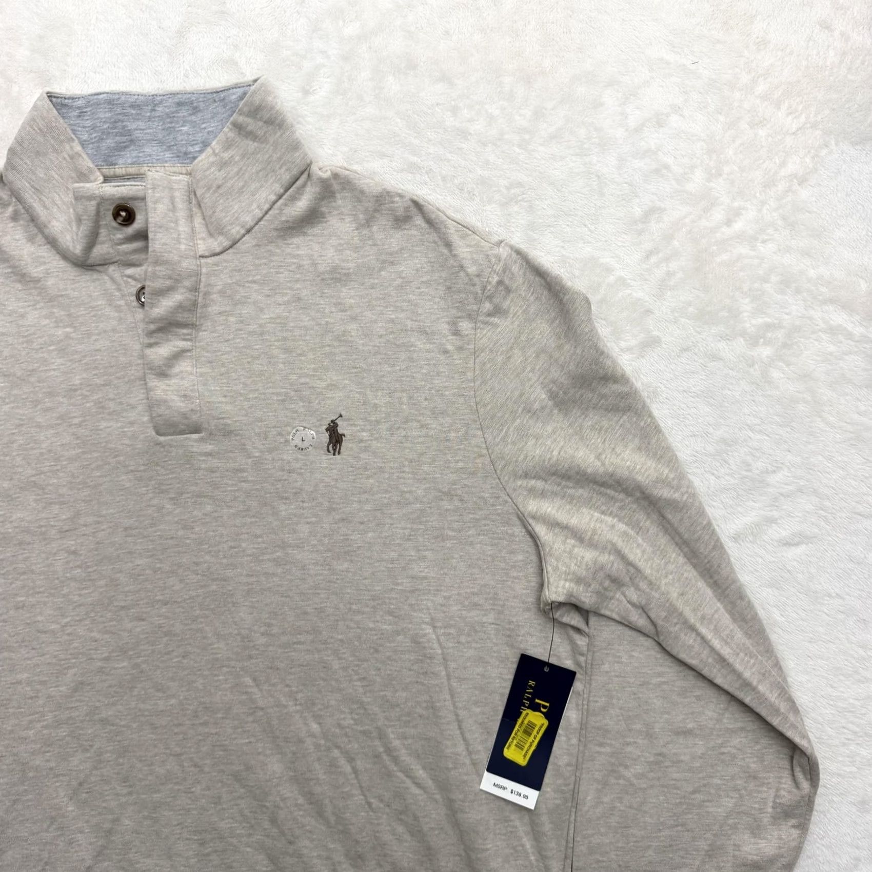 Polo Ralph Lauren Polo Ralph Lauren Sweatshirt Henley Mens Large Gray Mock Neck Jersey Pony Logo Size US L / EU 52-54 / 3 - 4 Thumbnail