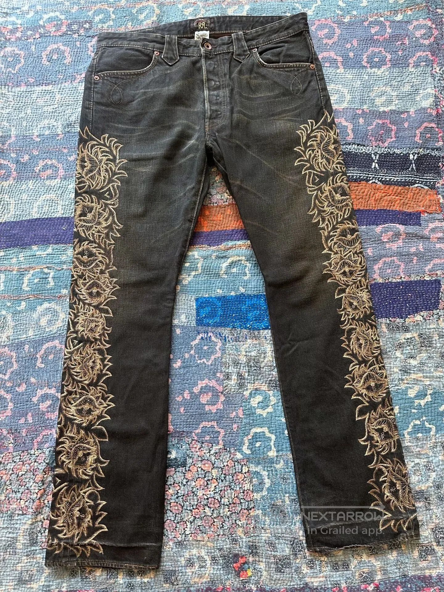 RRL Ralph Lauren rrl vintage embroidered denim pants. Size US 34 / EU 50 - 1 Thumbnail
