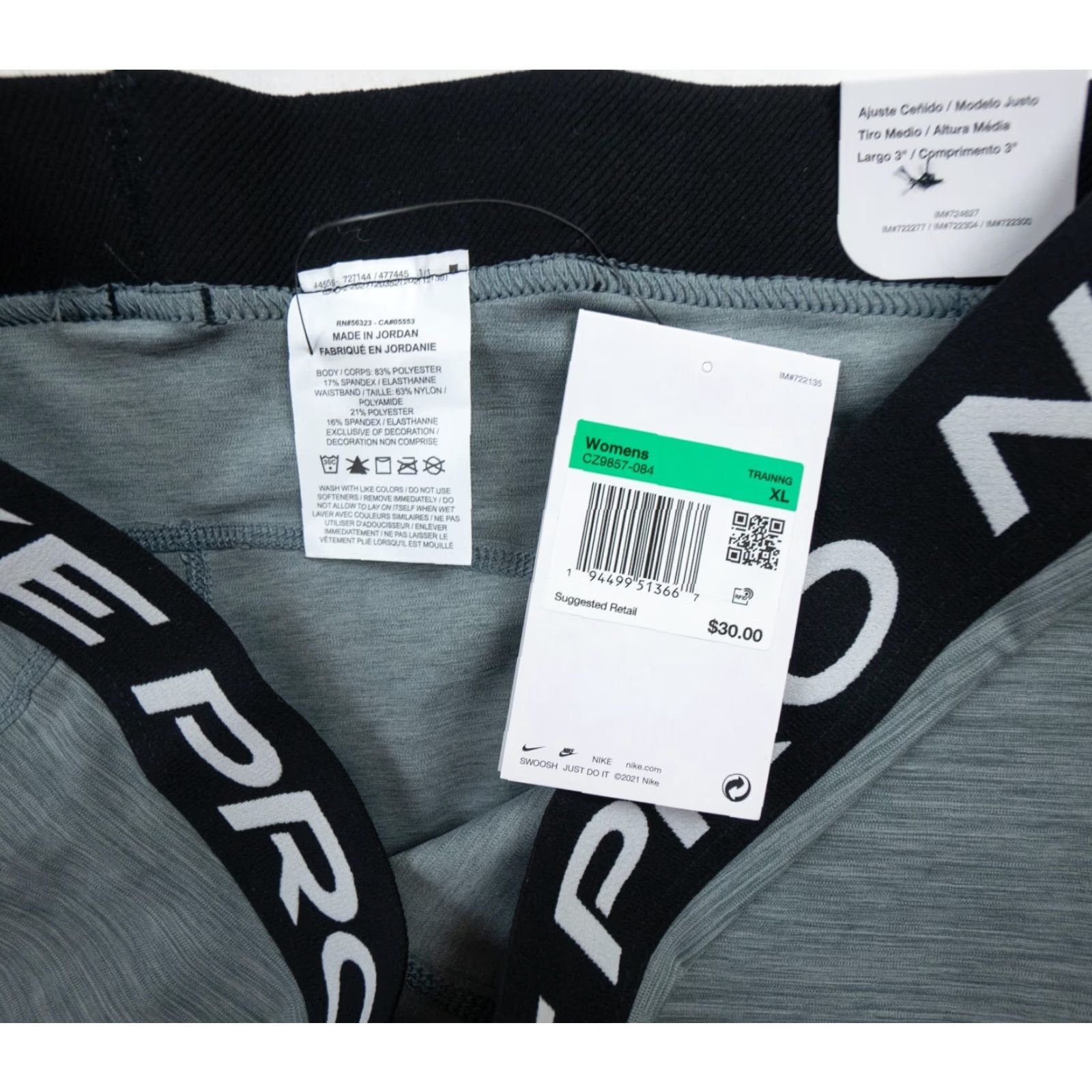 Nike Nike Pro Nike Shorts Womens XLarge Gray 3" Training Activewear Gym Workout Ladies NEW Size 40" / US 18 - 4 Thumbnail