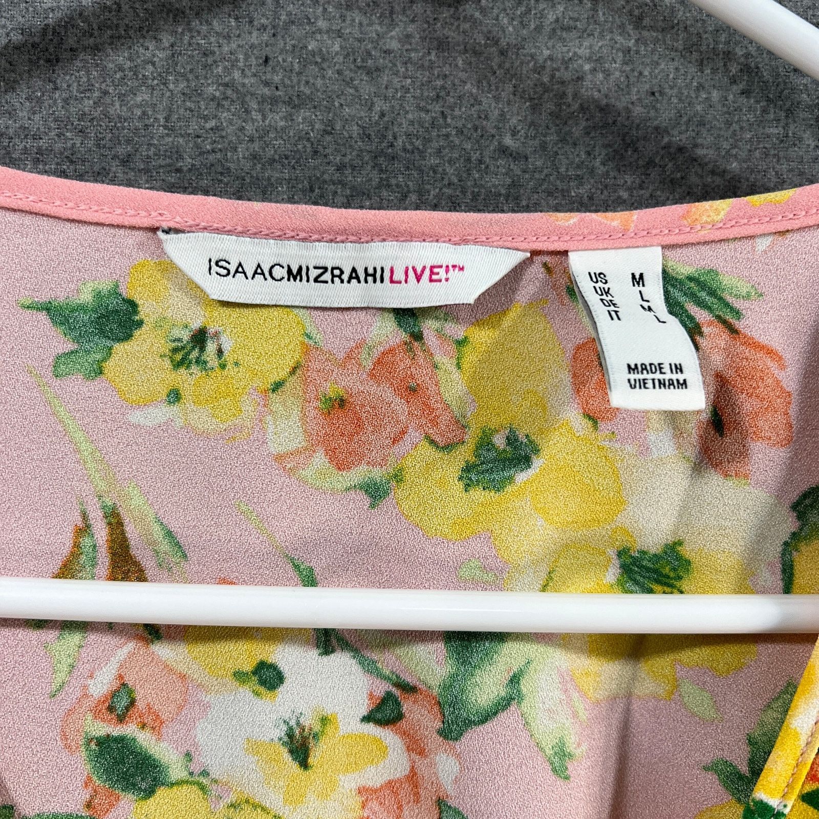 Isaac Mizrahi Isaac Mizrahi LIVE! Printed Stretch Crepe Blouse Pink Medium Size M / US 6-8 / IT 42-44 - 3 Thumbnail