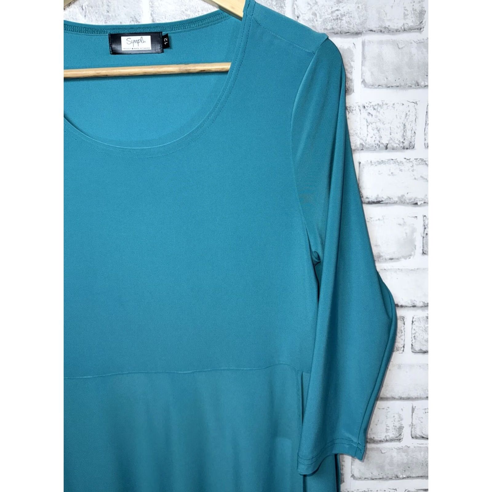 Vintage Sympli Teal Pullover Shirt Womens 12 Teal Blouse Stretchy Pullover Women 12 Blouse Shirt Sympli Teal Pullover Blouse Womens 12 Size XL / US 12-14 / IT 48-50 - 3 Thumbnail