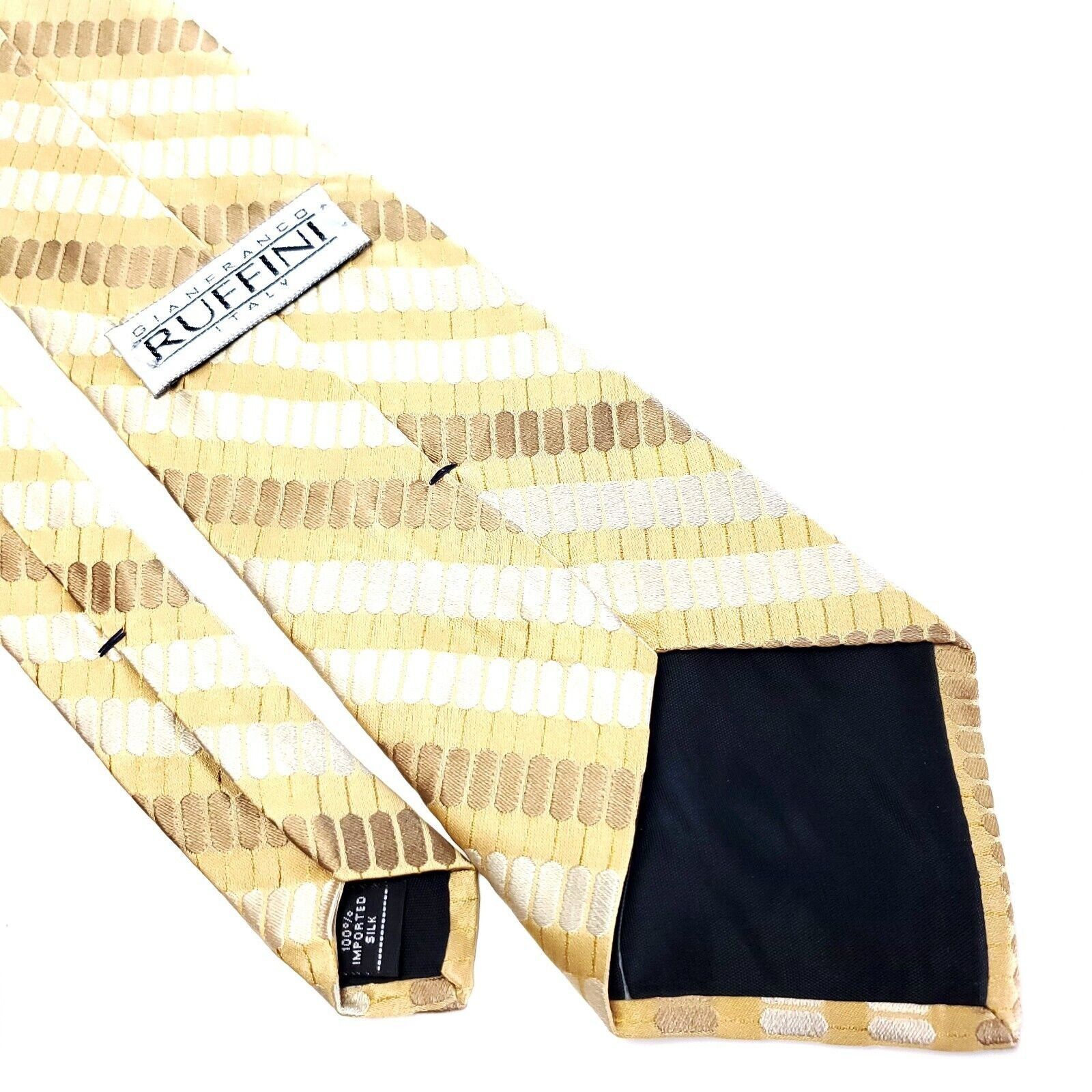 Vintage Gianfranco Ruffini Italy Yellow Striped Woven Silk Tie Size ONE SIZE - 5 Thumbnail