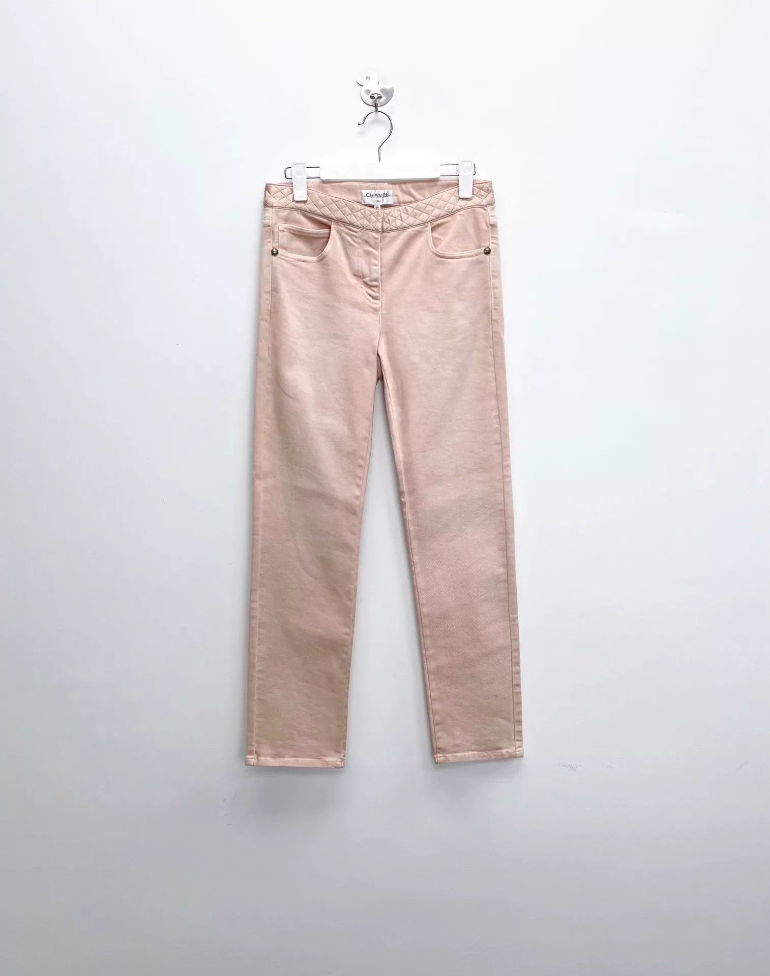 Chanel pink high-waisted quilted Chanel jeans Size 36" / US 14 / IT 50 - 1 Thumbnail