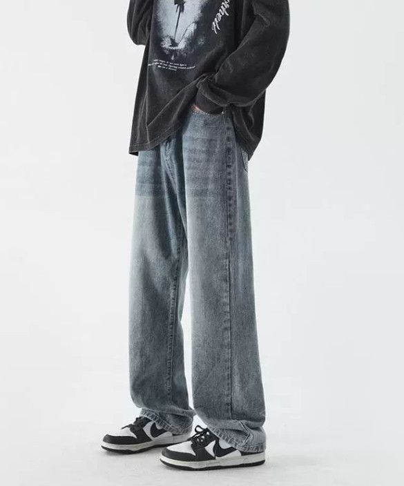 Japanese Brand Retro men's loose-fitting work jeans Size US 32 / EU 48 - 2 Thumbnail