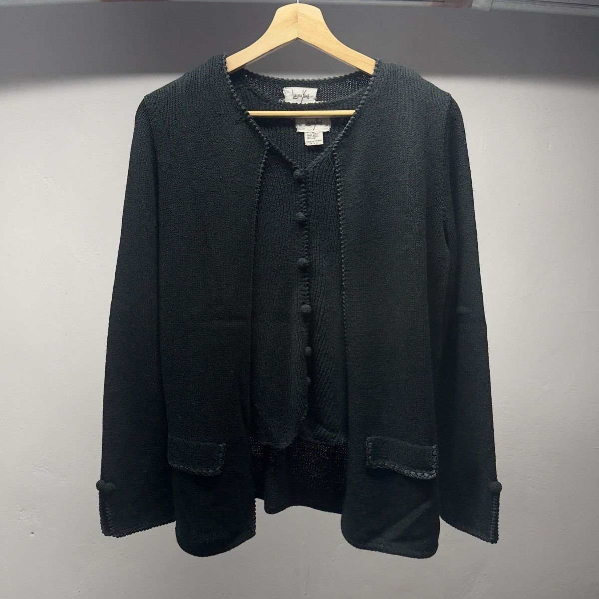 Vintage 80s Saks Laura Yang Knit Cardigan Sweater Twinset ERD Grunge Size L / US 10 / IT 46 - 1 Thumbnail