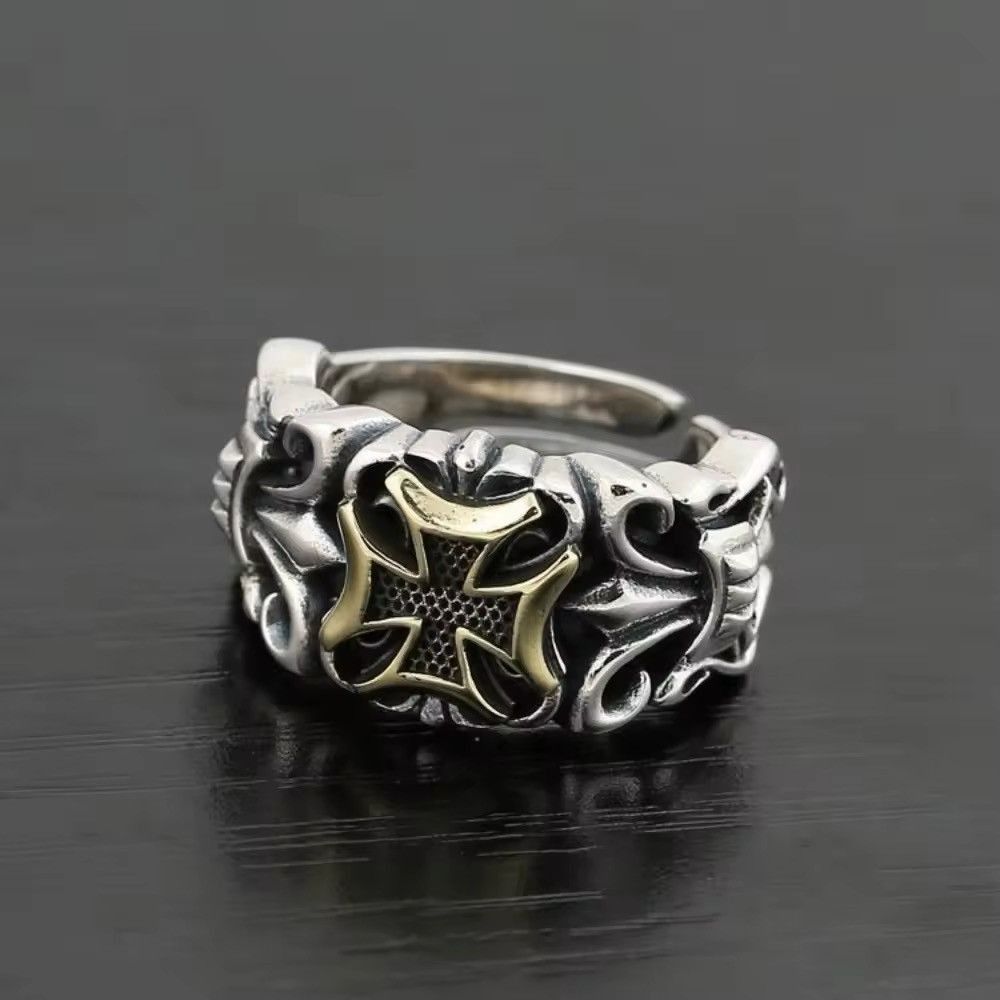 Jewelry Punk Big Cross Ring Resizable Retro Gothic Style Size ONE SIZE - 5 Thumbnail