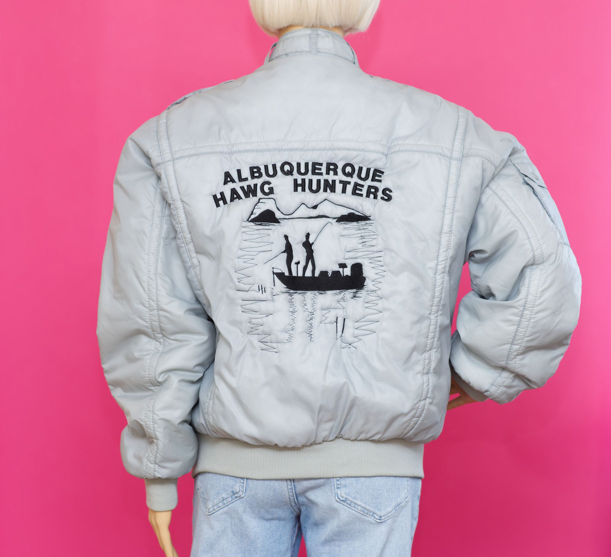 Other Vintage 1980s Embroidered Gray Bomber Jacket | Medium Size US M / EU 48-50 / 2 - 4 Thumbnail