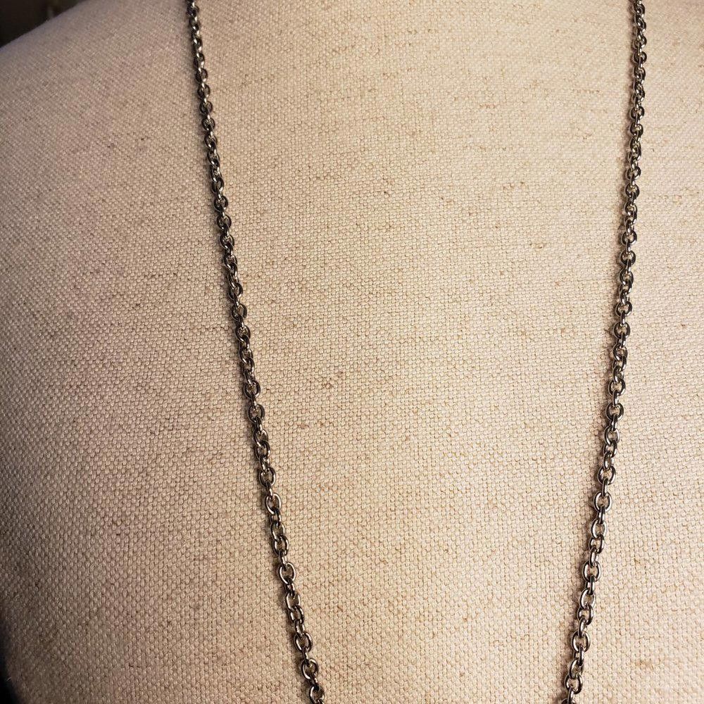 Designer Long Silver & Gold Tone Necklace 36" Size ONE SIZE - 3 Thumbnail