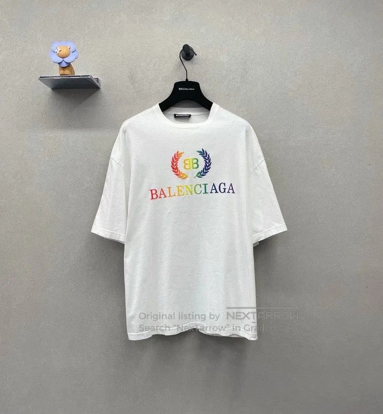 Balenciaga Balenciaga BB Rainbow Wheat Ear Short Sleeve T-shirt. Size US XL / EU 56 / 4 - 1 Thumbnail