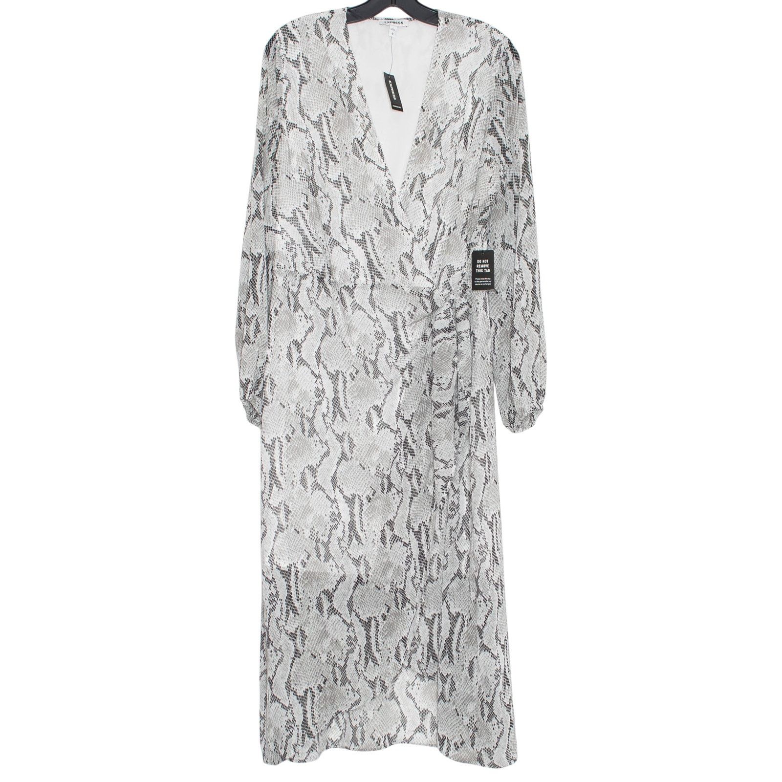 Express NWT Express Snake Print Wrap Dress Sheer Gray Maxi L Resort Size L / US 10 / IT 46 - 1 Thumbnail