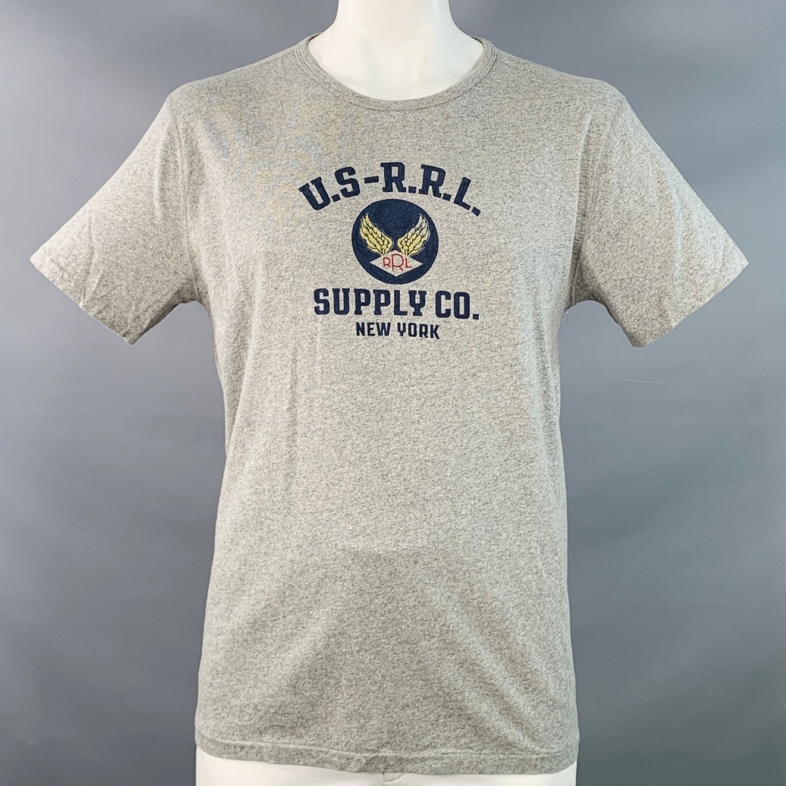 Ralph Lauren RRL by RALPH LAUREN Size XL Grey Logo Cotton Jersey T-shirt Size US XL / EU 56 / 4 - 1 Thumbnail