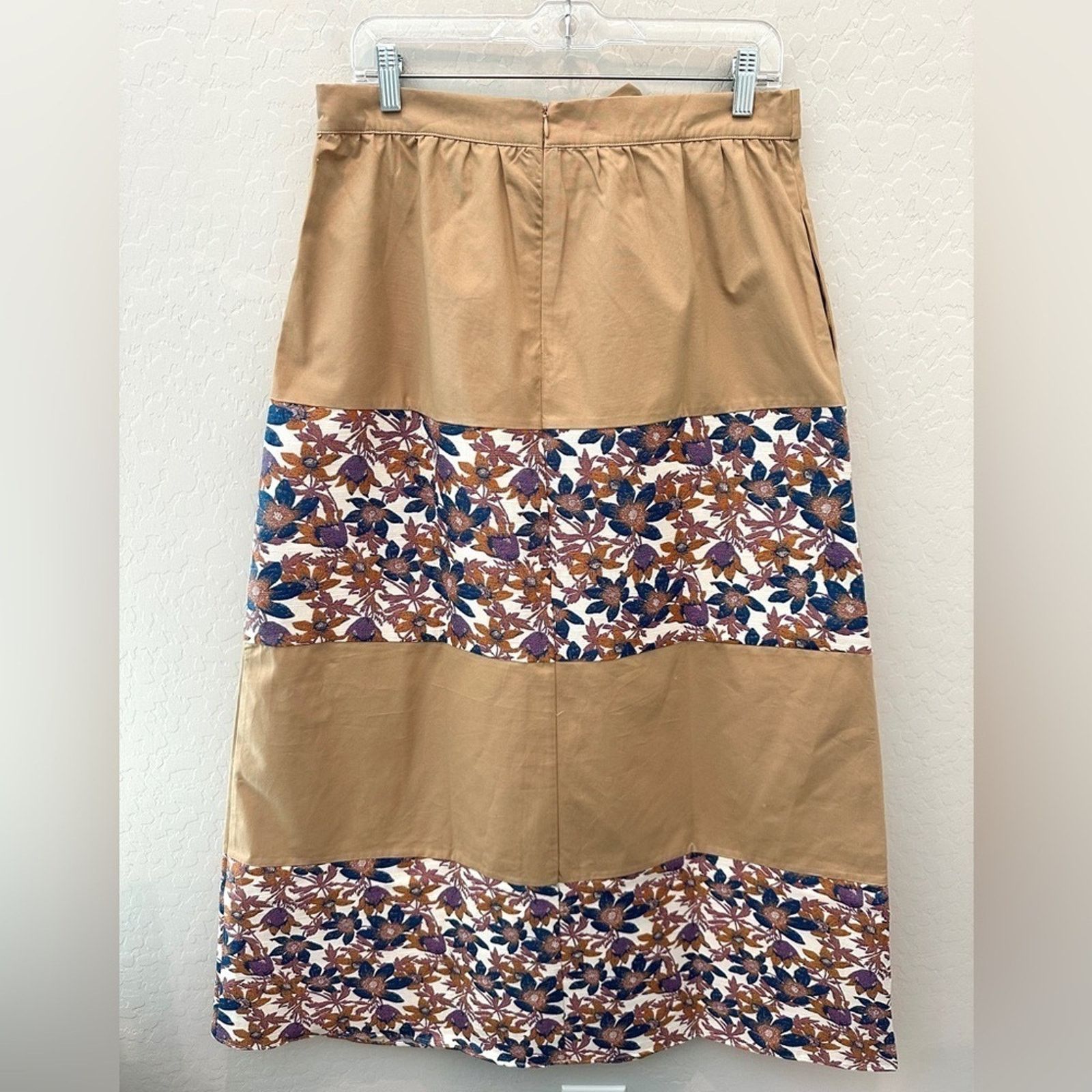 Anthropologie ANTHROPOLOGIE | Tan Floral Jacquard Tiered Maxi Skirt Size 34" / US 12 / IT 48 - 4 Thumbnail