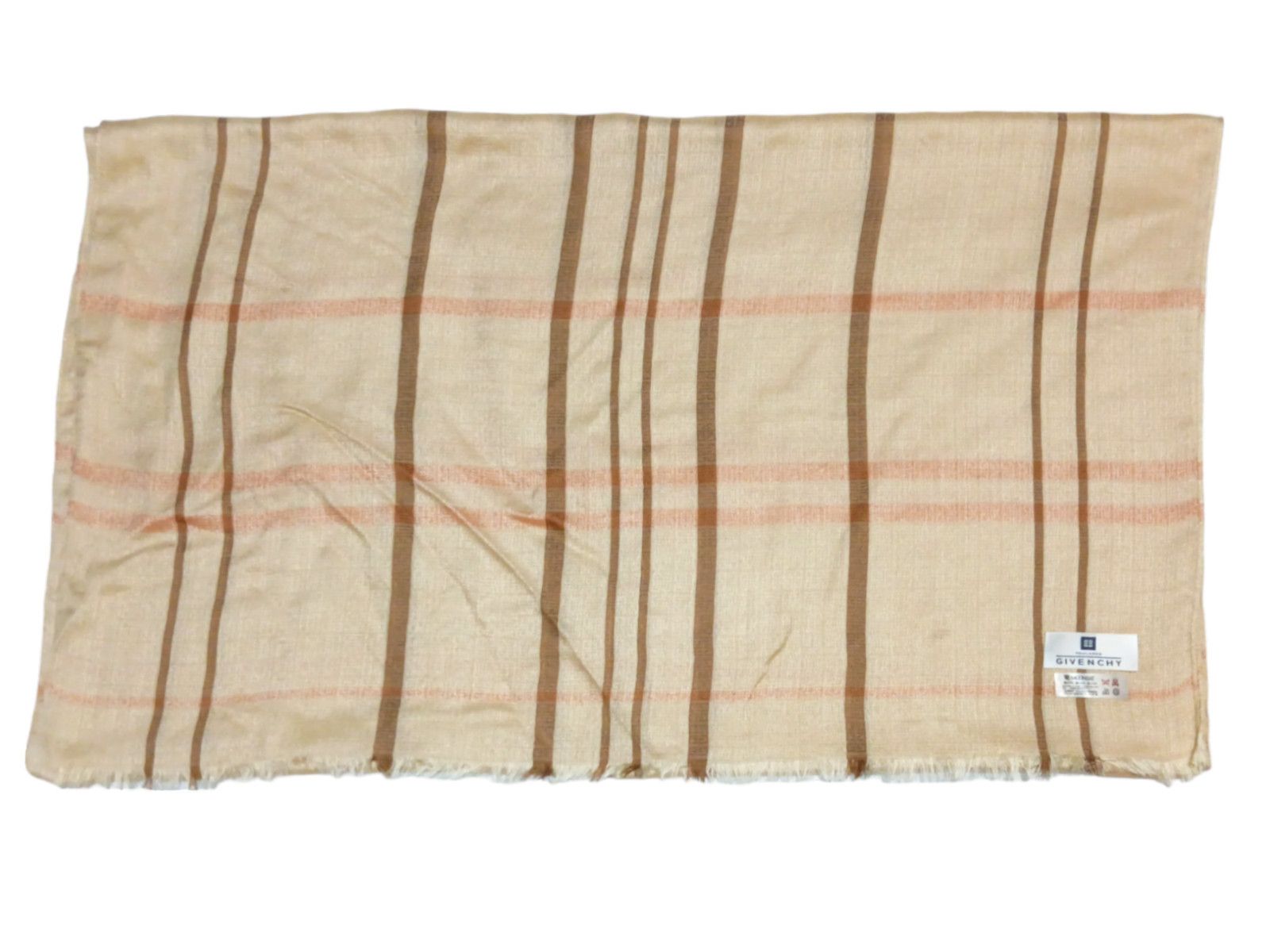 Givenchy GIVENCHY PARIS FRANCE GG Monogram Beige Silk Blend Scarf Size ONE SIZE - 2 Thumbnail