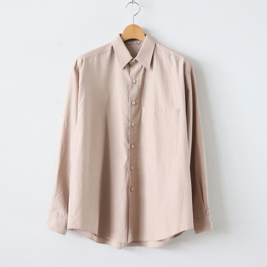 Auralee Washed Finx Twill Big Shirt Light Brown - Size 5 L/XL 