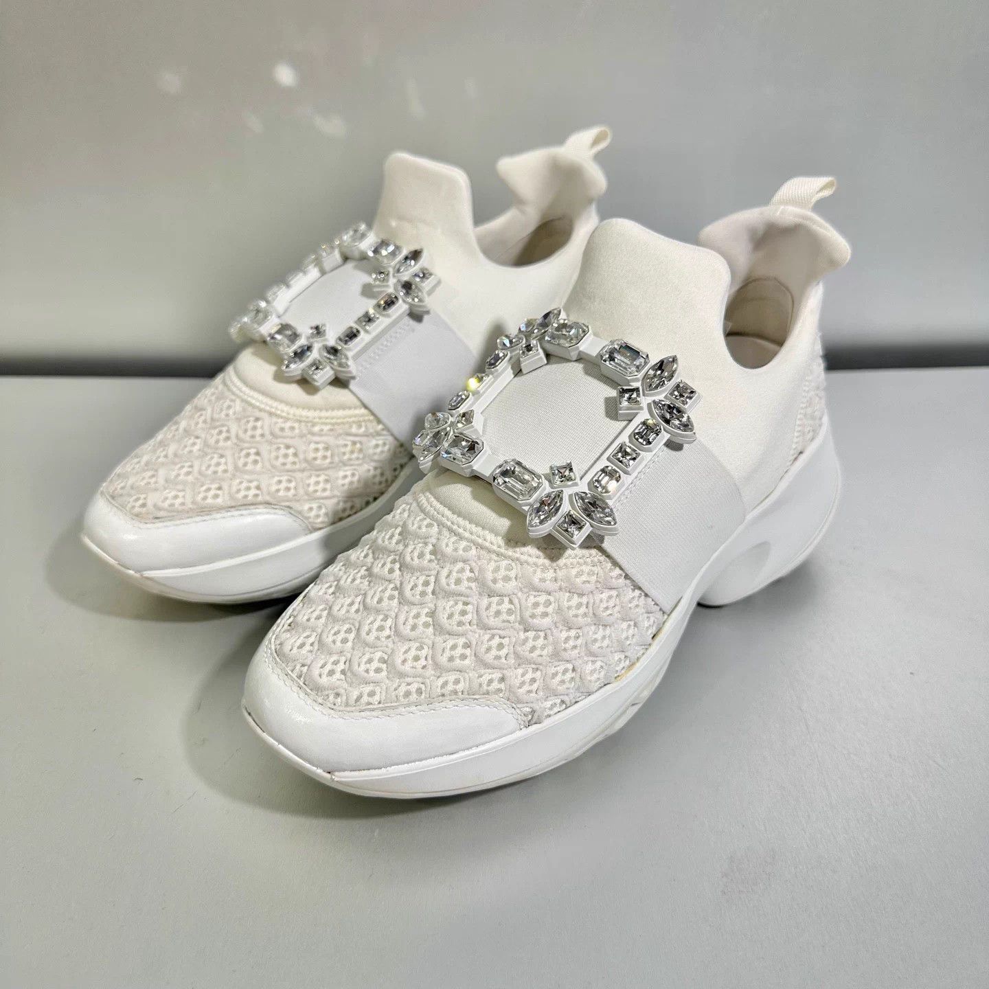 Roger Vivier Roger Vivier White Strass Buckle Sneakers 36EUR Worn Once Size US 5 / IT 35 - 1 Thumbnail