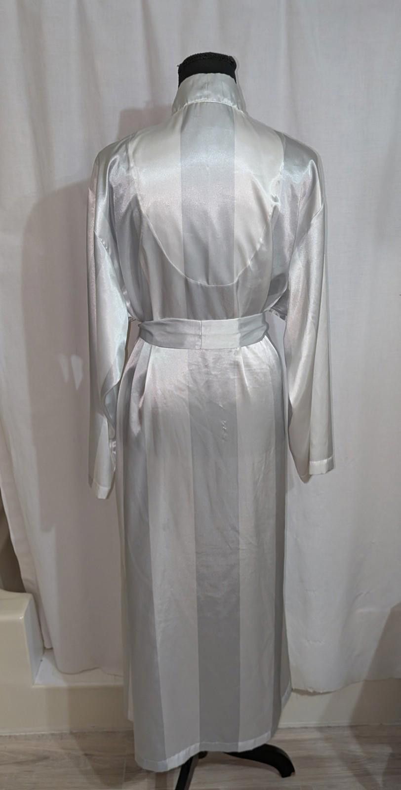 Oscar De La Renta VTG Y2K Oscar de la Renta Woman's White Striped Satin Robe M Size ONE SIZE - 2 Thumbnail