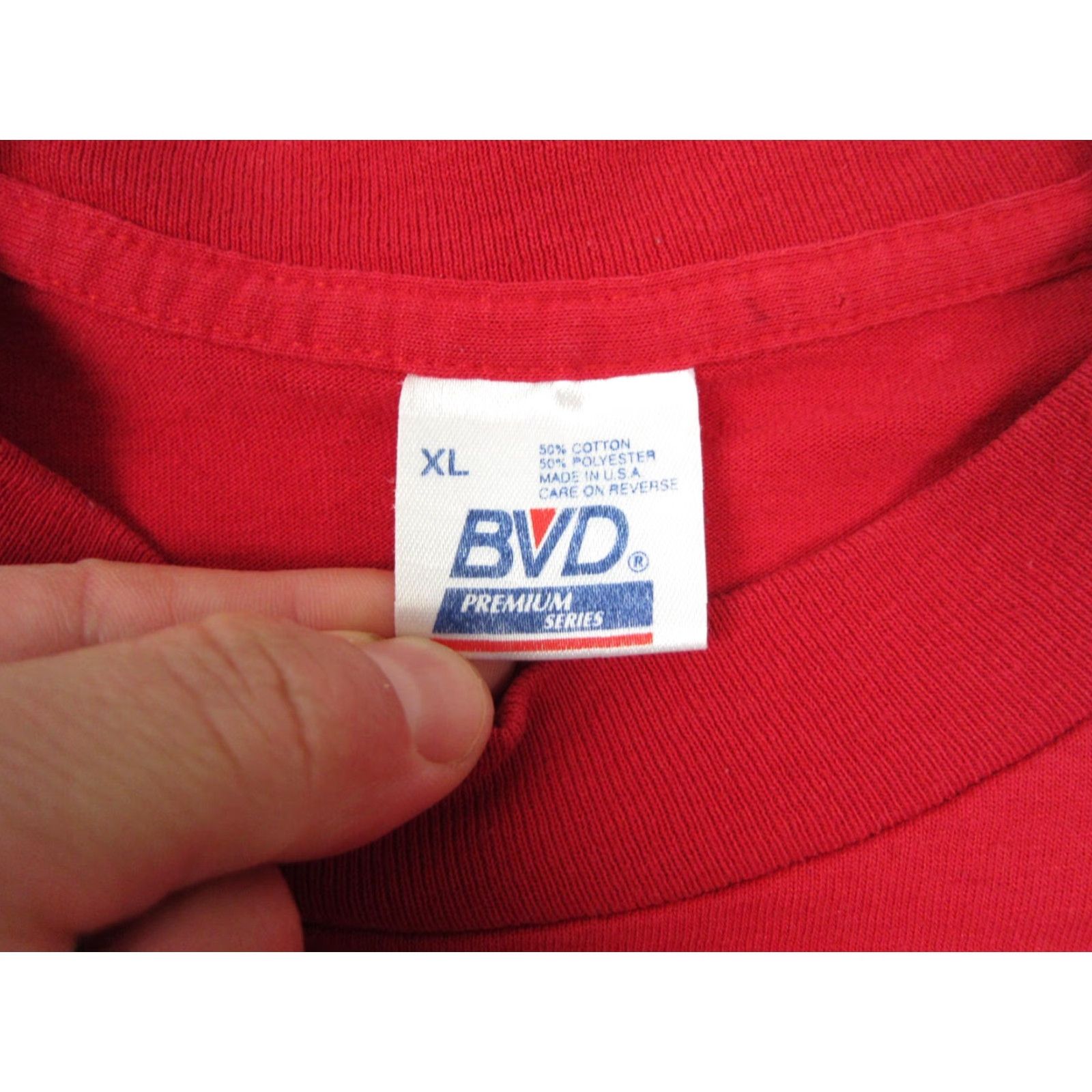 Vintage VINTAGE BVD Shirt Adult XL Red Mens XL Shirt 90s USA-Pattern Solid Crew Neck Short Sleeve T-Shirt Size US XL / EU 56 / 4 - 4 Thumbnail