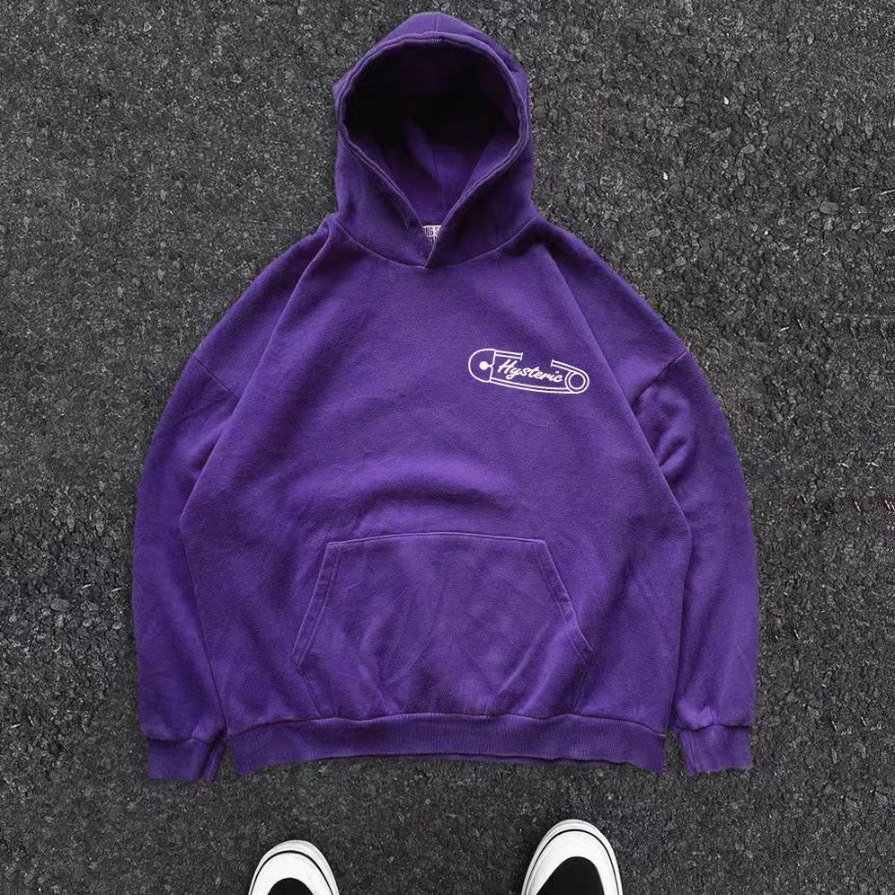 Japanese Brand × Vintage Purple pin print washed vintage cotton hoodie Size US L / EU 52-54 / 3 - 1 Thumbnail