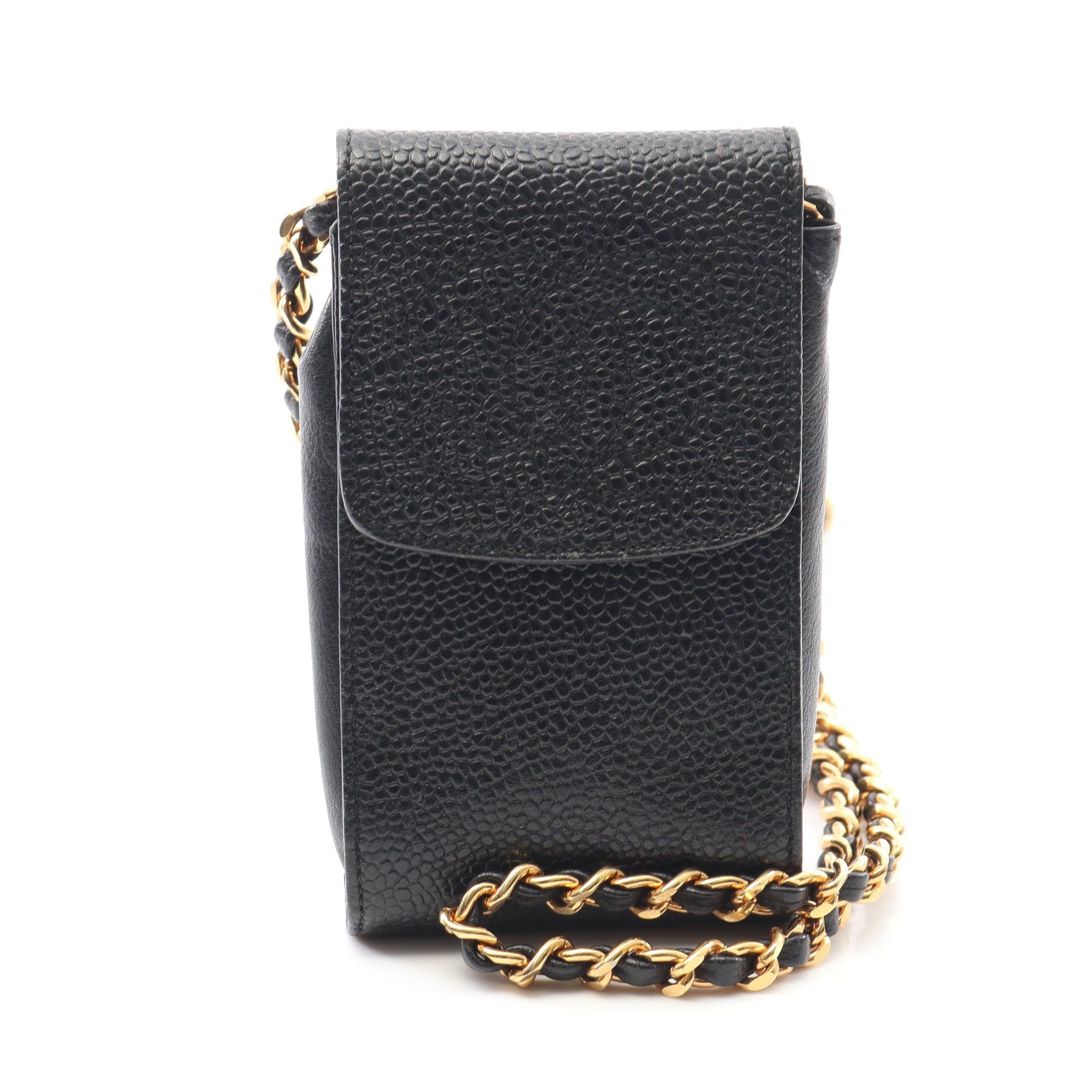 Chanel Chanel Coco Mark Cigarette Case Caviar Skin Black Gold Hardware With Key Ring Size ONE SIZE - 1 Thumbnail