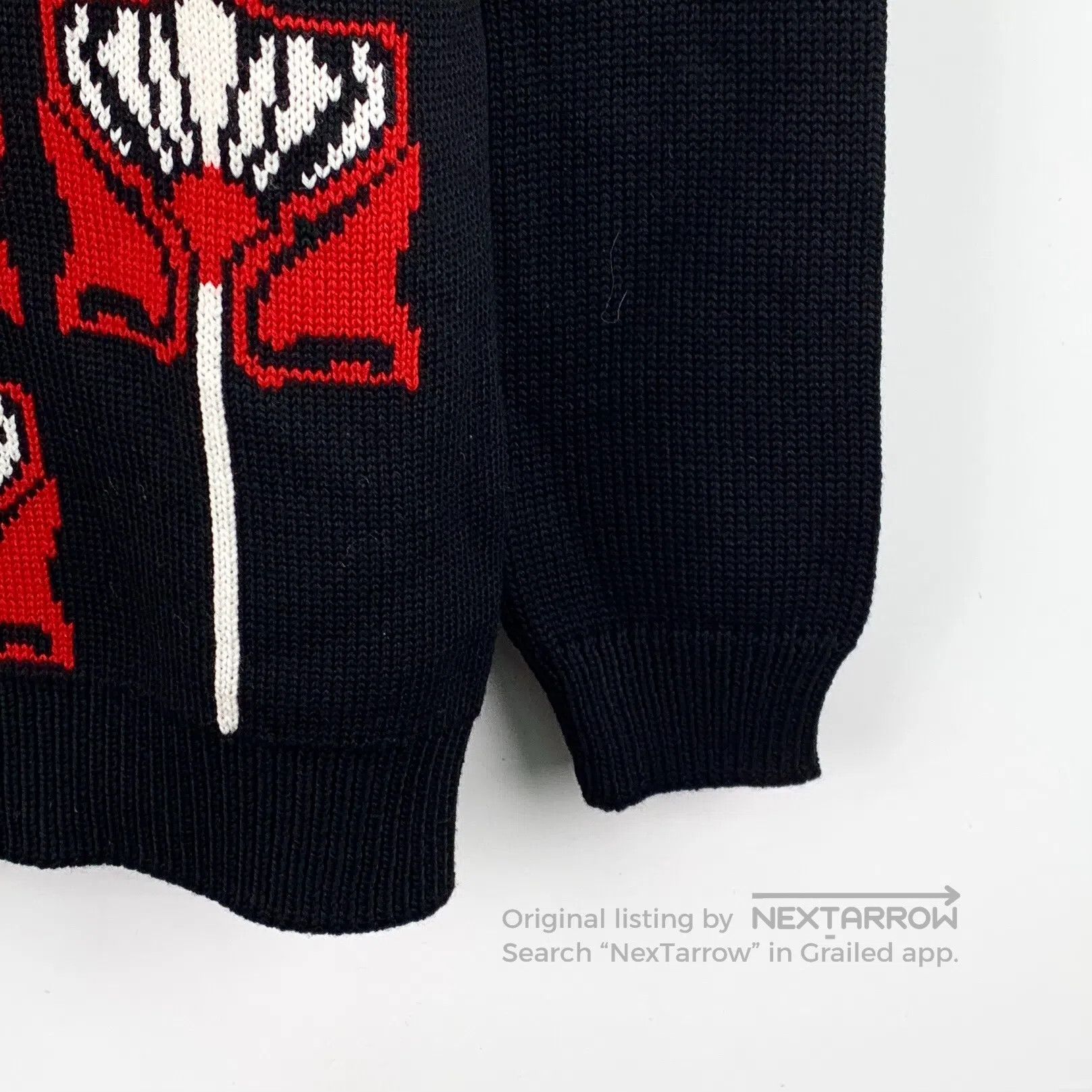 Prada Prada Black Pattern Embroidered Cashmere V-neck Long Sleev Size US XS / EU 42 / 0 - 5 Thumbnail