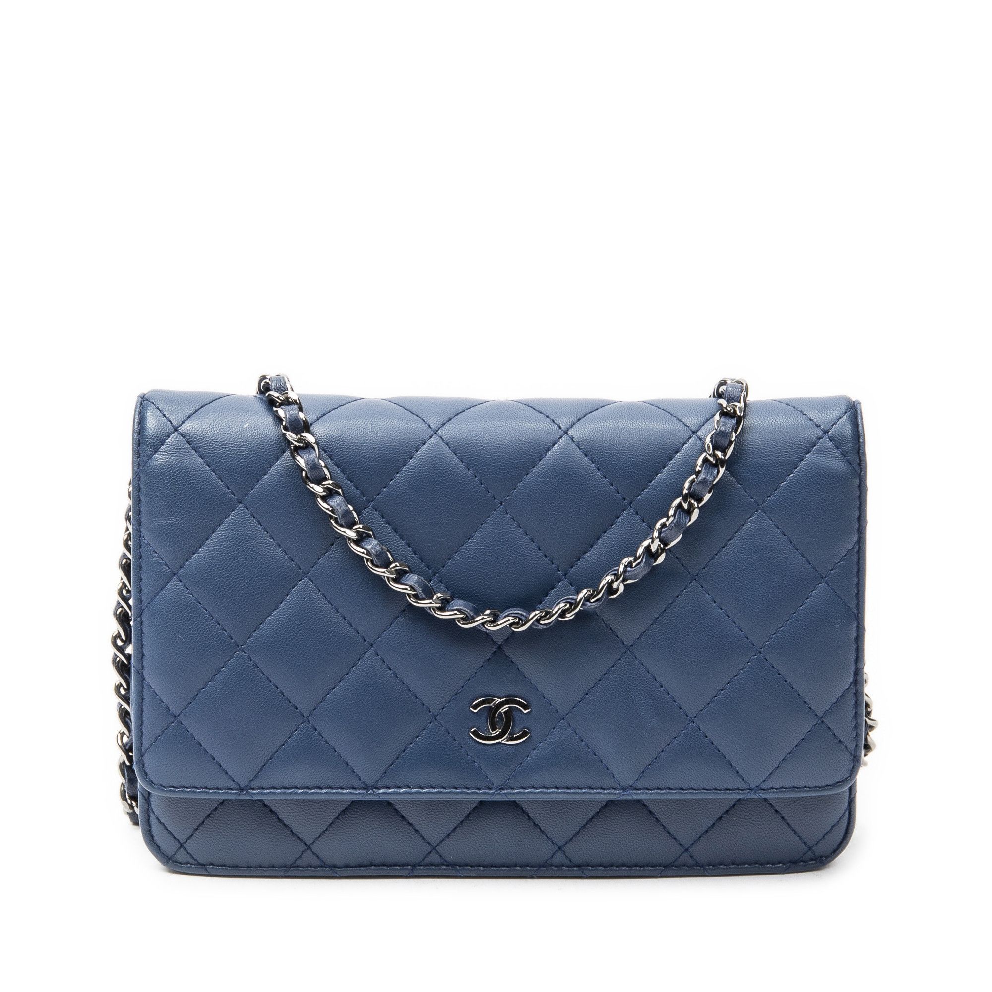 Chanel Classic Wallet On Chain in Blue, Women's