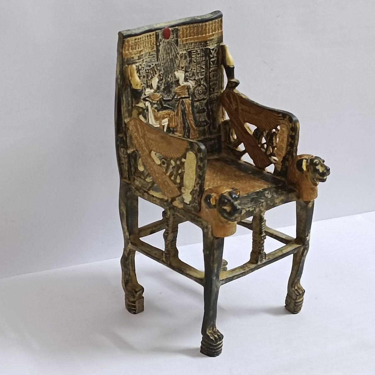 Handmade Egyptian-style of King Tut's throne – Handcrafted Pharaonic Size ONE SIZE - 1 Thumbnail