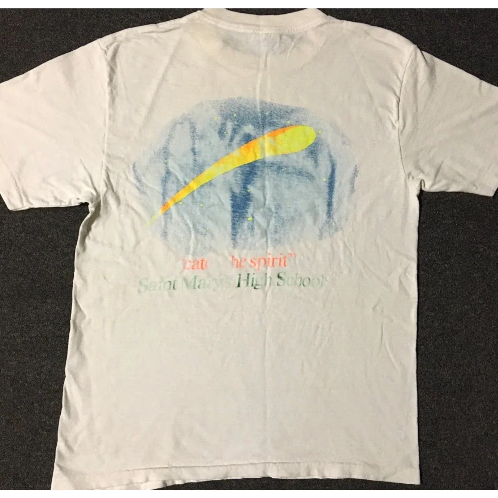 Vintage VINTAGE 90s Saint Mary Knights Night Time faded Shirt M White distressed crew neck Funny Track & Field PE Grunge Size US M / EU 48-50 / 2 - 2 Thumbnail
