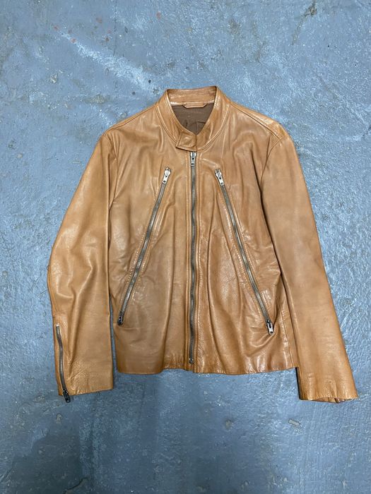 Maison Margiela MAISON MARGIELA LIGHT BROWN 5-ZIP LEATHER JACKET