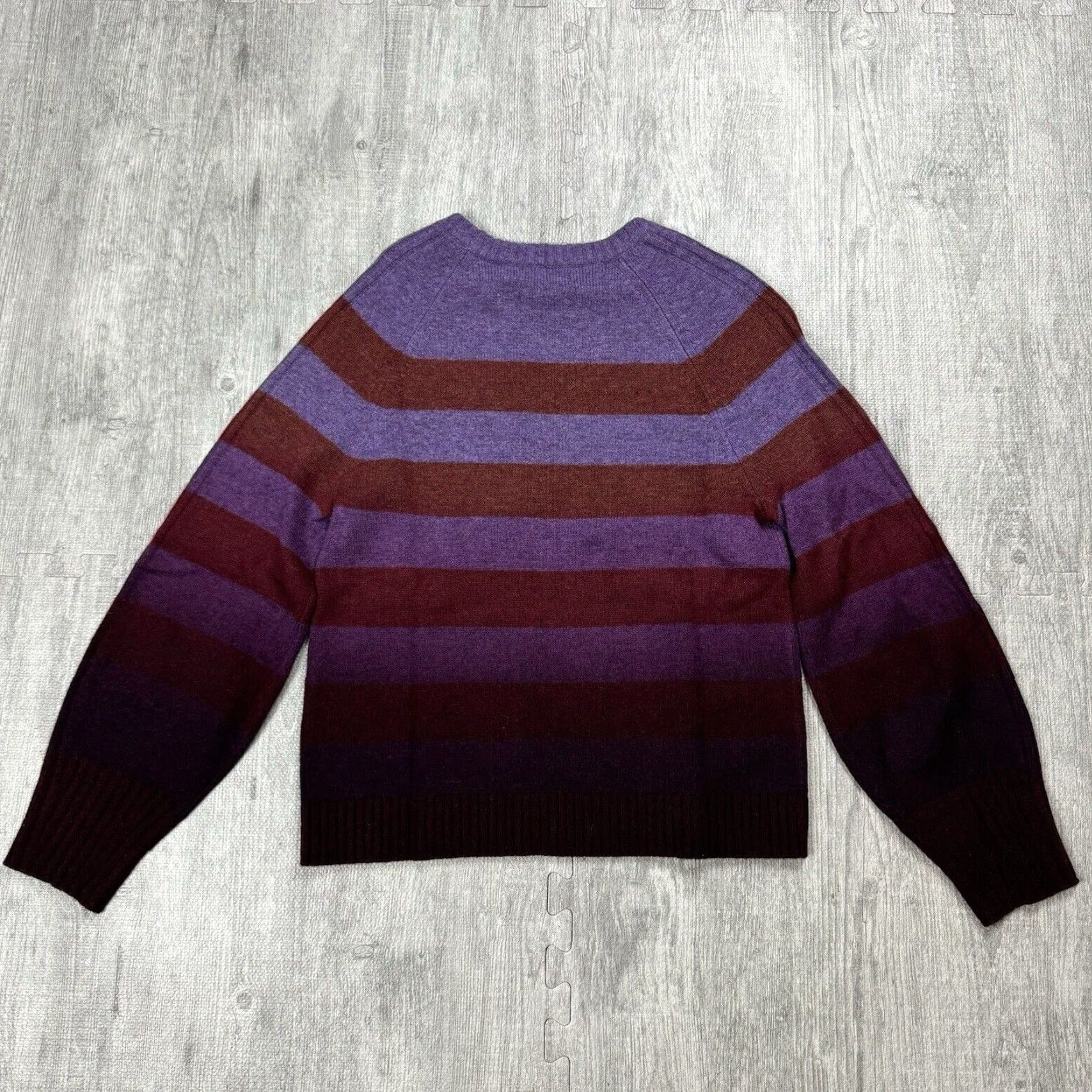 NAADAM VINTAGE NAADAM Wool Cashmere Striped Crew Neck Sweater Women XS Purple Maroon 70s Overdye Knit Pullover Fall Winter Size XS / US 0-2 / IT 36-38 - 6 Thumbnail