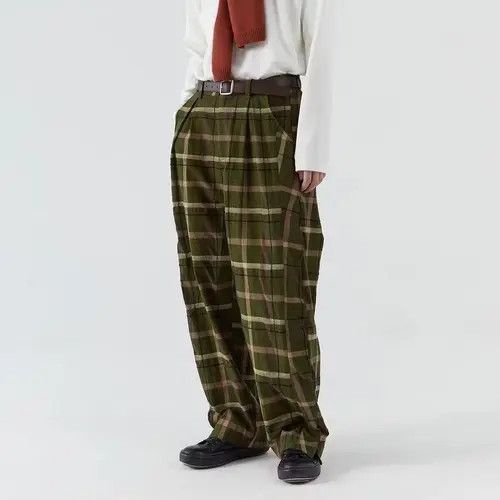 Japanese Brand 20AW Indigo Union Japan Grey Brown Checked Casual Pants Size US 31 - 1 Thumbnail