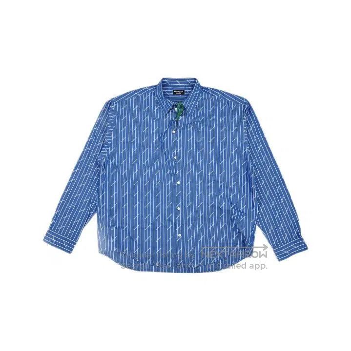 Balenciaga Balenciaga Blue Logo Striped Long Sleeve Shirt. Size US M / EU 48-50 / 2 - 2 Thumbnail