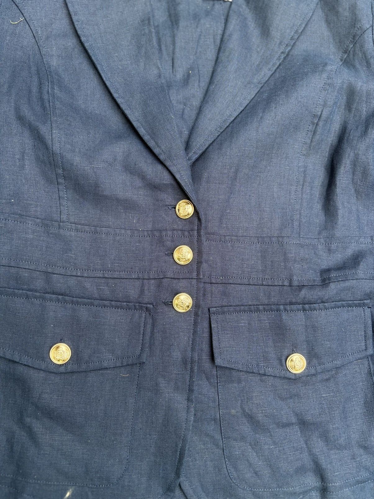 Other Navy 100% Linen Blazer Size M / US 6-8 / IT 42-44 - 3 Thumbnail