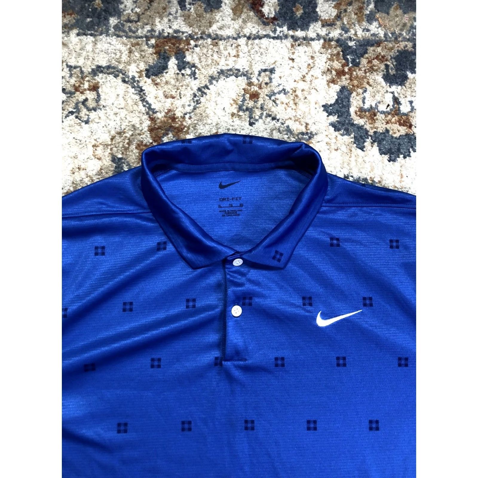 Nike Nike Dri-FIT Polo Shirt Mens XL Blue Geometric Golf Short Sleeve Performance Size US XL / EU 56 / 4 - 2 Thumbnail
