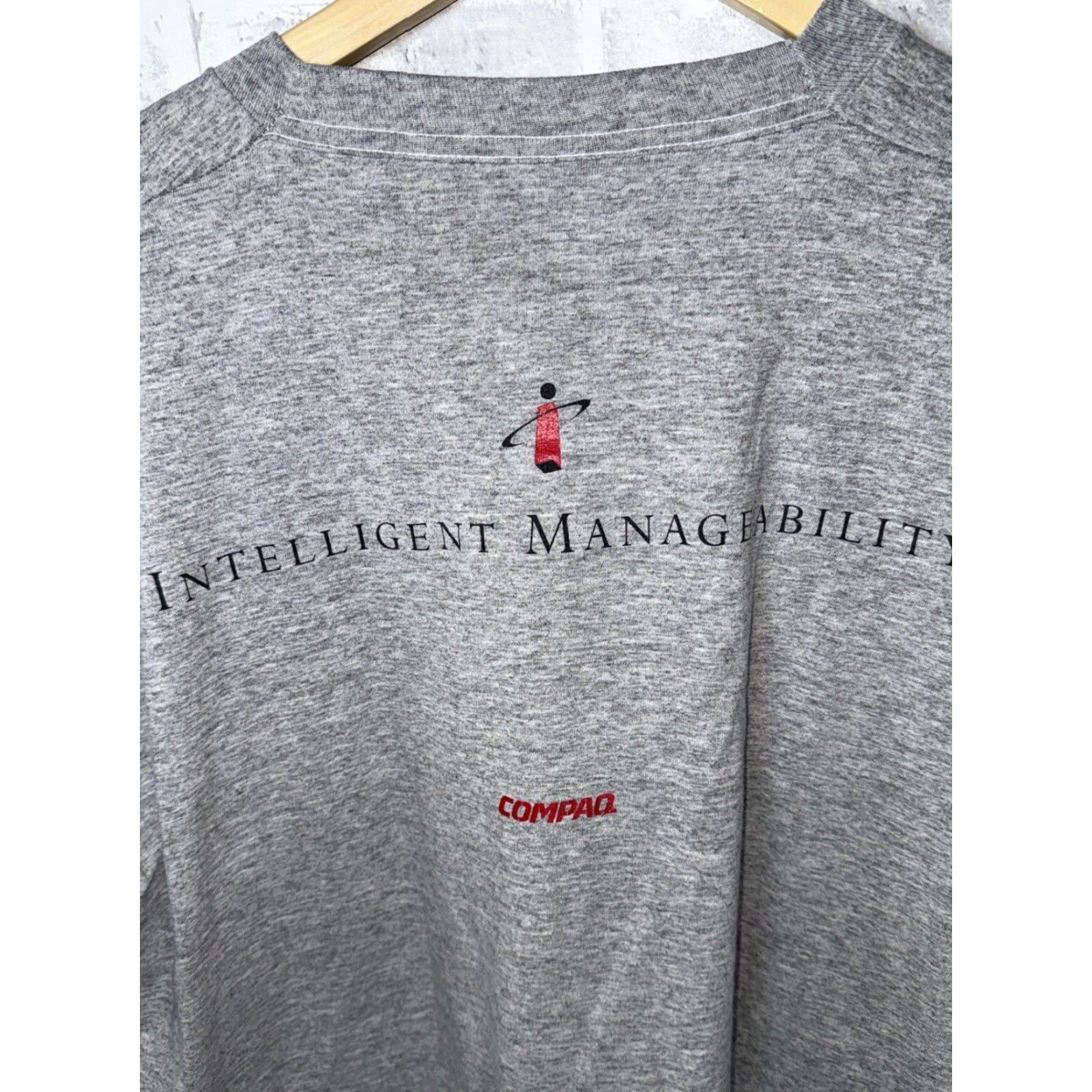 Vintage VINTAGE Best T-Shirt USA Mens XL Gray VTG COMPAQ Inteeligent Manager SINGLE STITCH BEST tee Mens XL USA Shirt Short Sleeve Regular Fit Size US XL / EU 56 / 4 - 4 Thumbnail