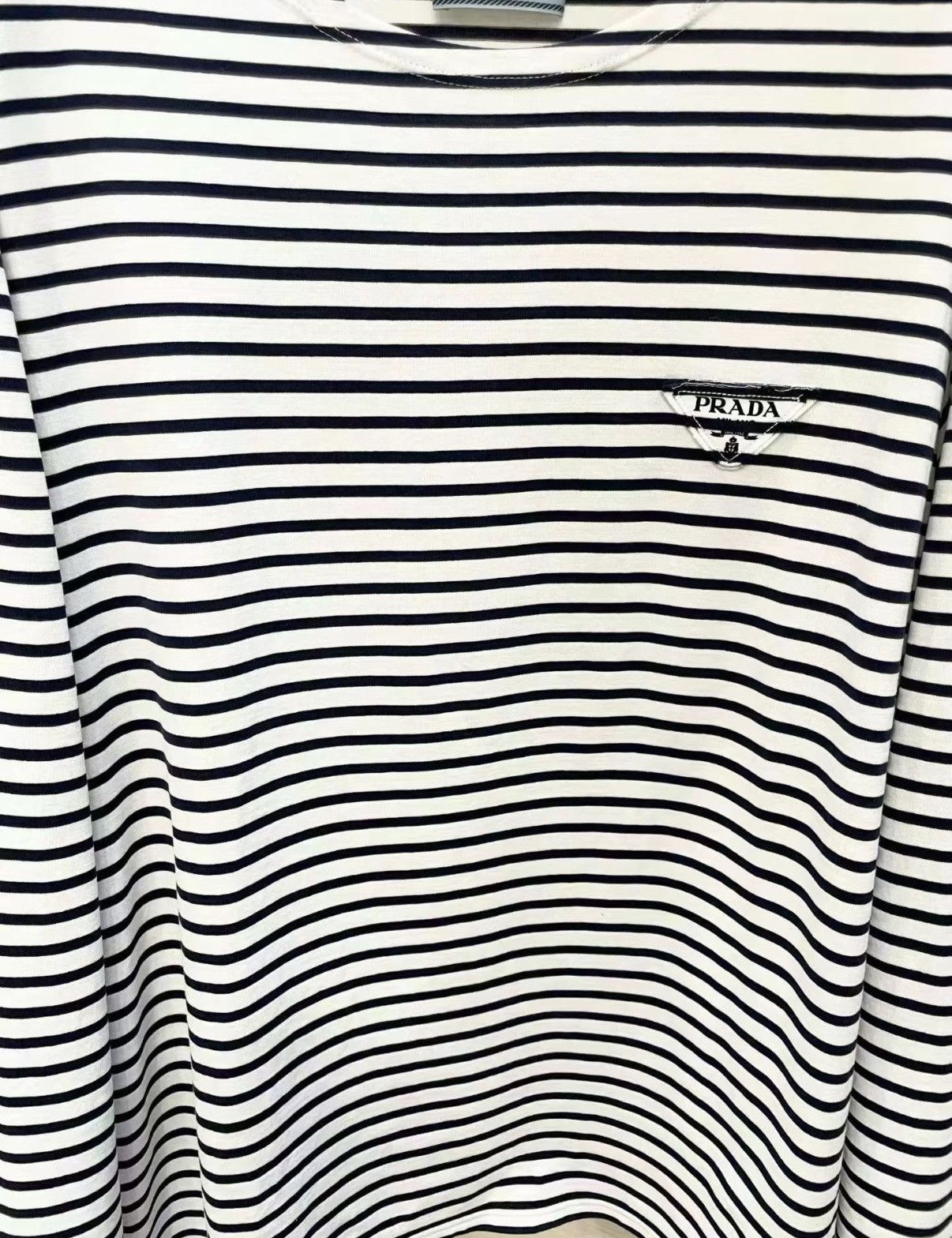 Prada Prada Black & White Striped Long Sleeve T‑shirt J33 Size XL / US 12-14 / IT 48-50 - 3 Thumbnail