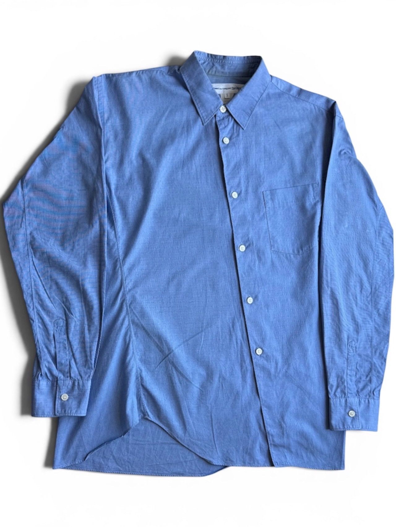 Comme des Garcons SHIRT Cdg SHIRT Asymmetric ‘Twisted’ Blue Shirt Size US S / EU 44-46 / 1 - 1 Thumbnail