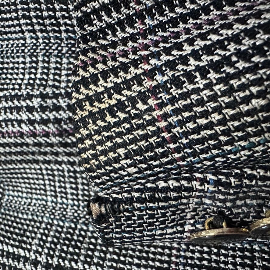 Vintage Vintage black and white glen check plaid silk blazer Size 46R - 10 Thumbnail