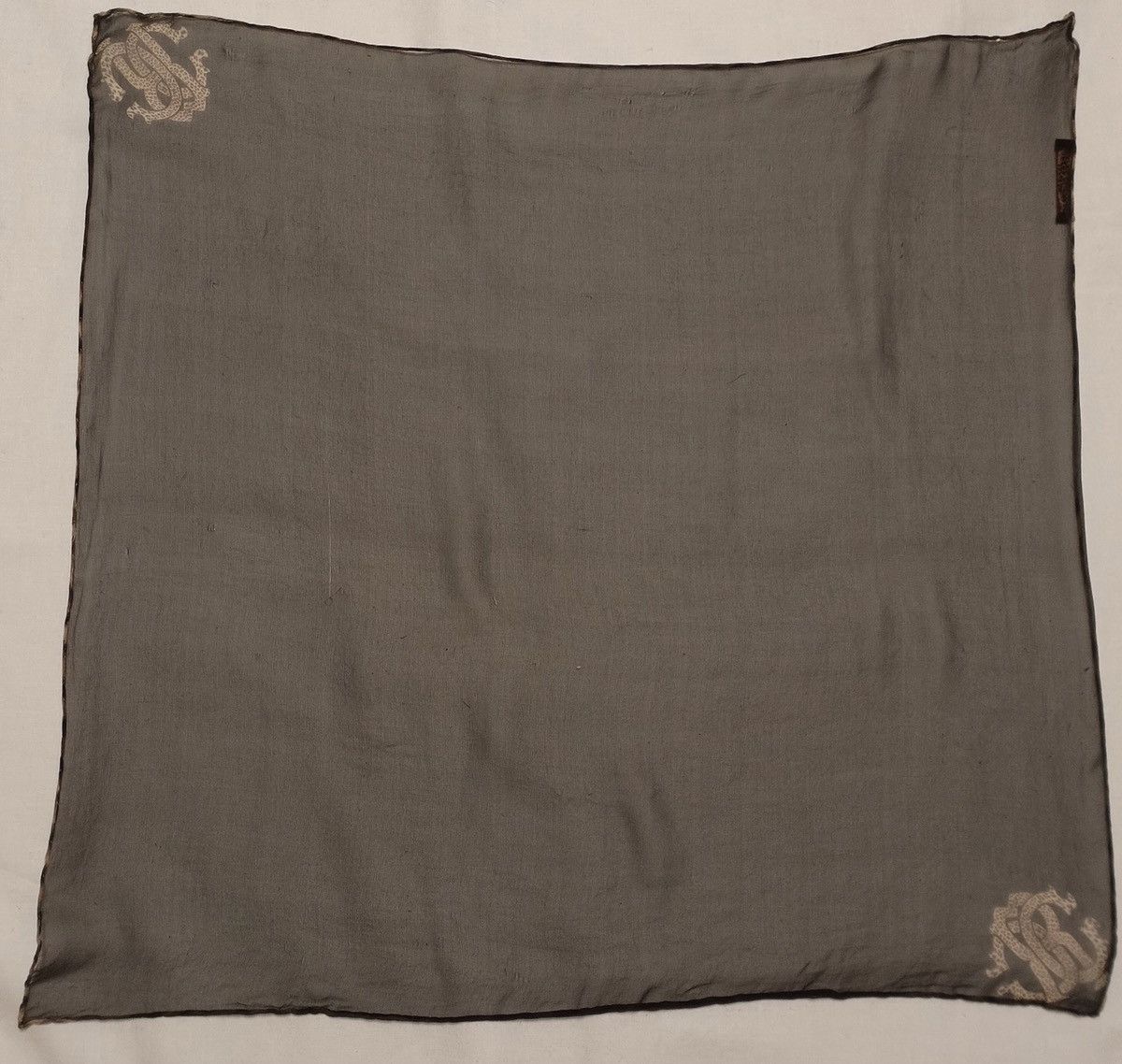 Designer × Roberto Cavalli Roberto Cavalli Black Designer Logo Squared Silk Scarf Size ONE SIZE - 3 Thumbnail