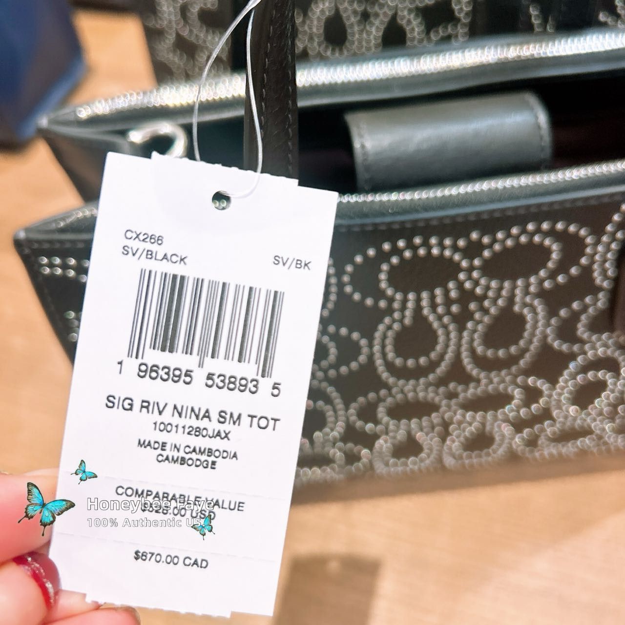 Coach Nina Small Tote Bag With Signature Rivets CX266 Size ONE SIZE - 5 Thumbnail