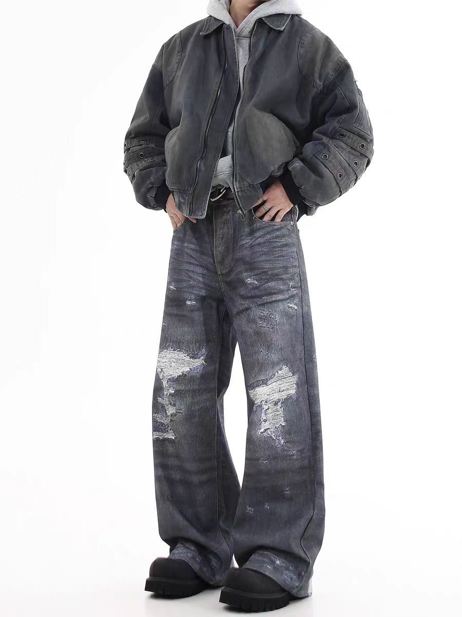Japanese Brand × Jean Street vintage patch ripped baggy micro flare jeans Size US 30 / EU 46 - 4 Thumbnail