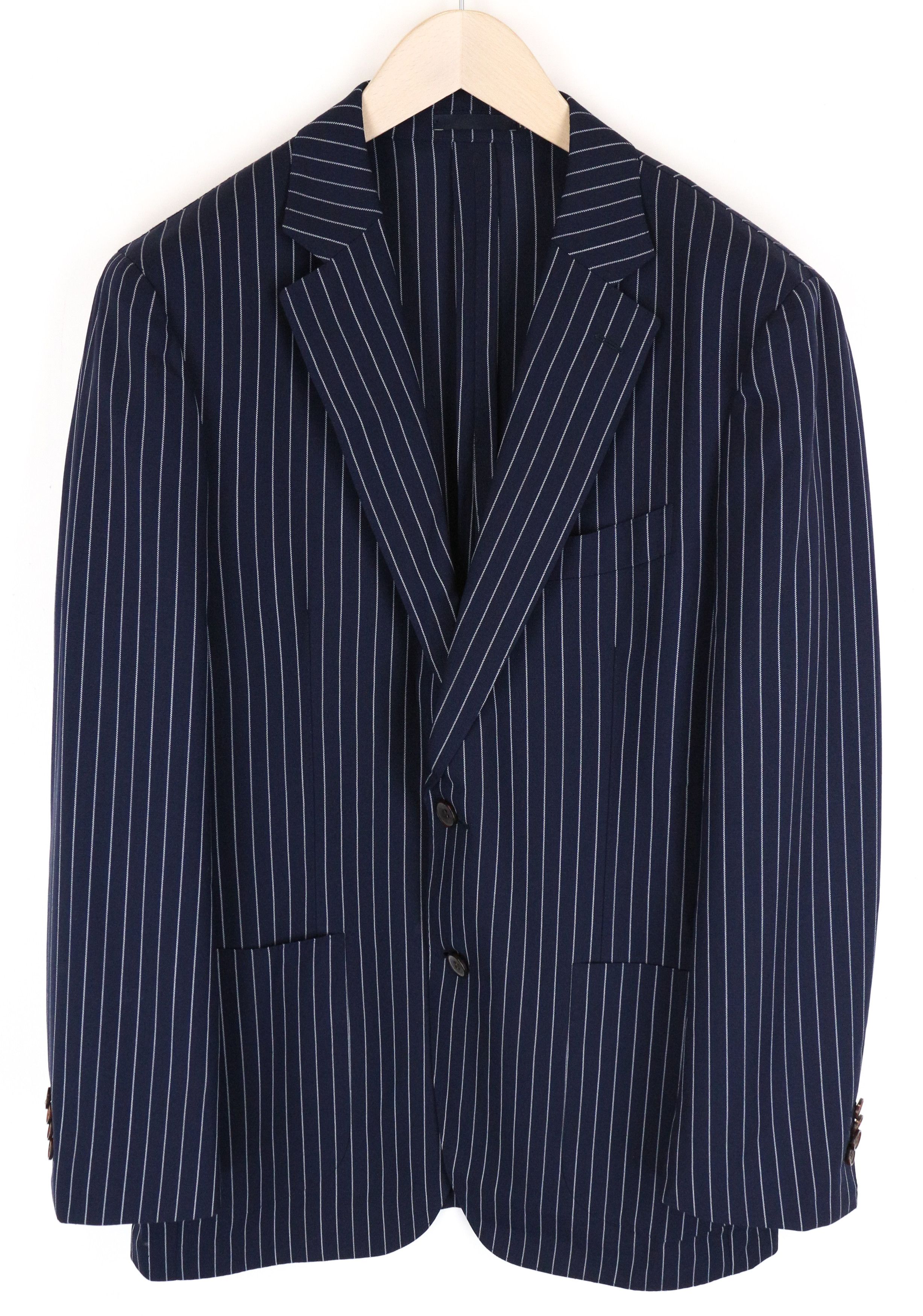 image of Suitsupply Havana Traveller Uk42R Blue Wool Slim Striped Unlined 61498, Men's