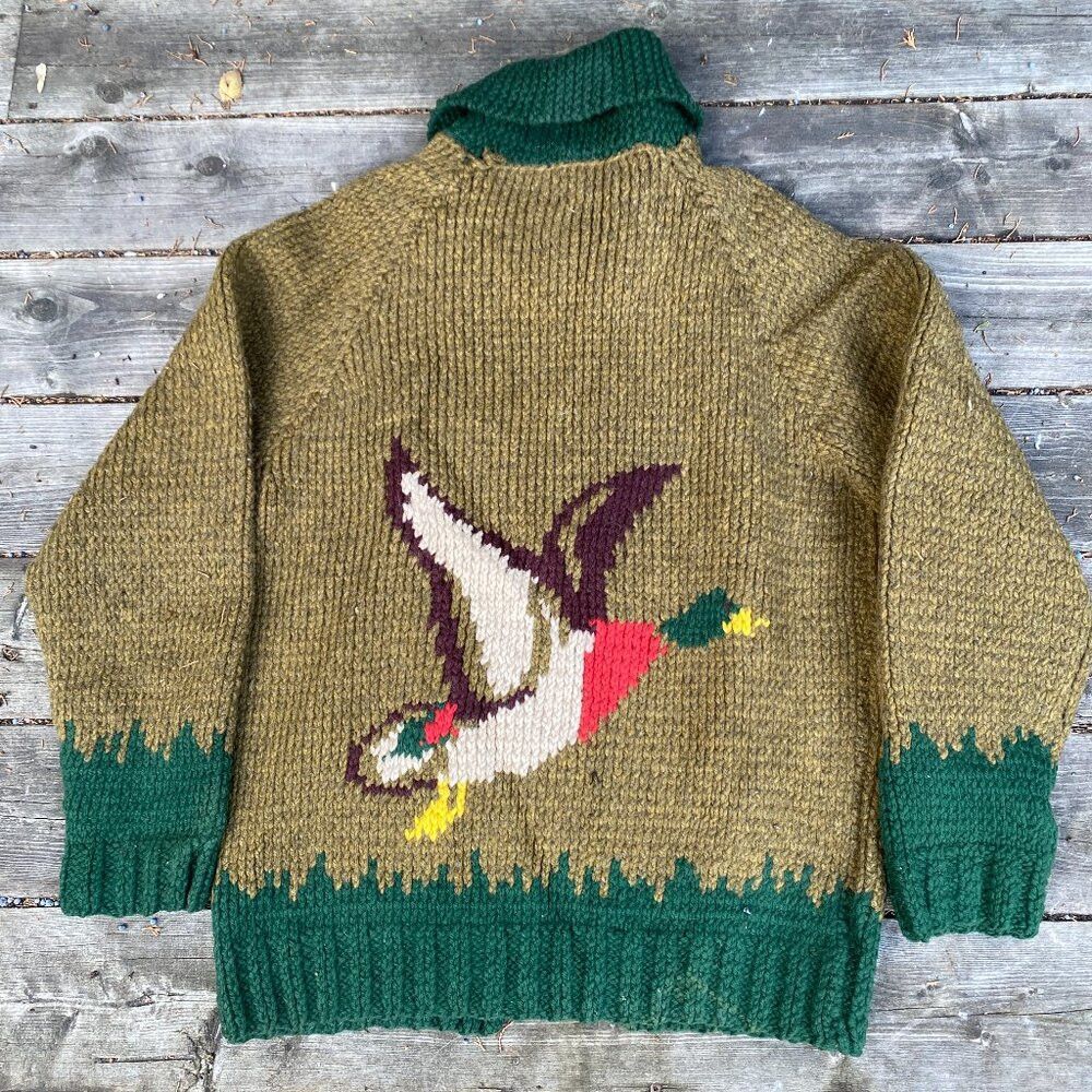 Handmade Vintage 1958 Green Goose Cowichan Handmade Woven Wool Jacke Size US L / EU 52-54 / 3 - 3 Thumbnail