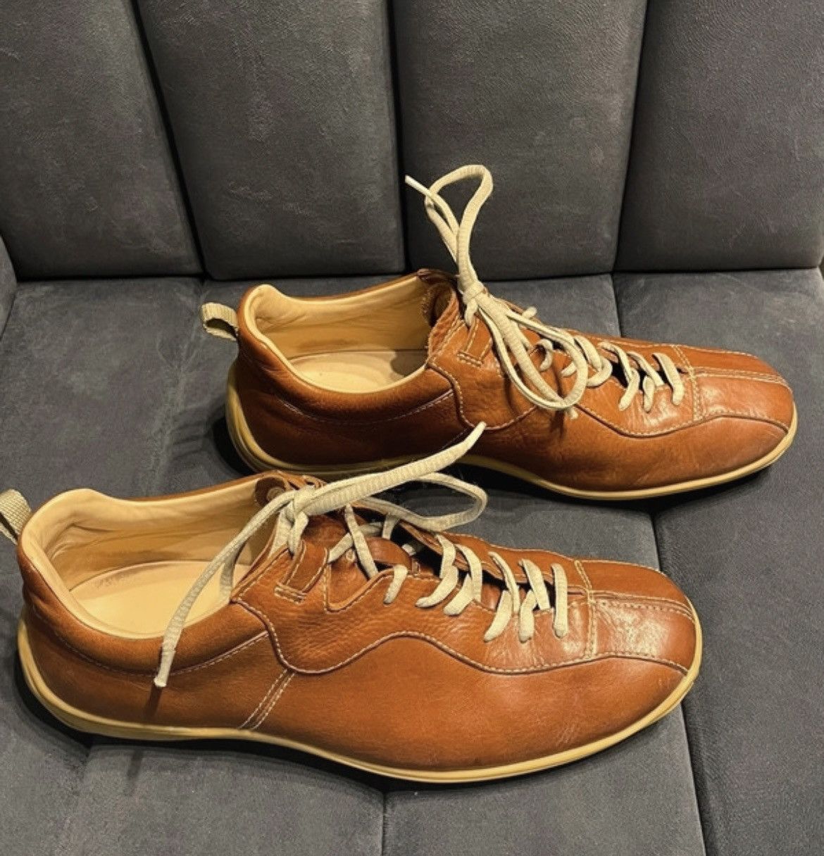 Prada Vintage Prada Men's Tan Brown Leather Lace Up Casual Shoes Size US 11 / EU 44 - 4 Thumbnail
