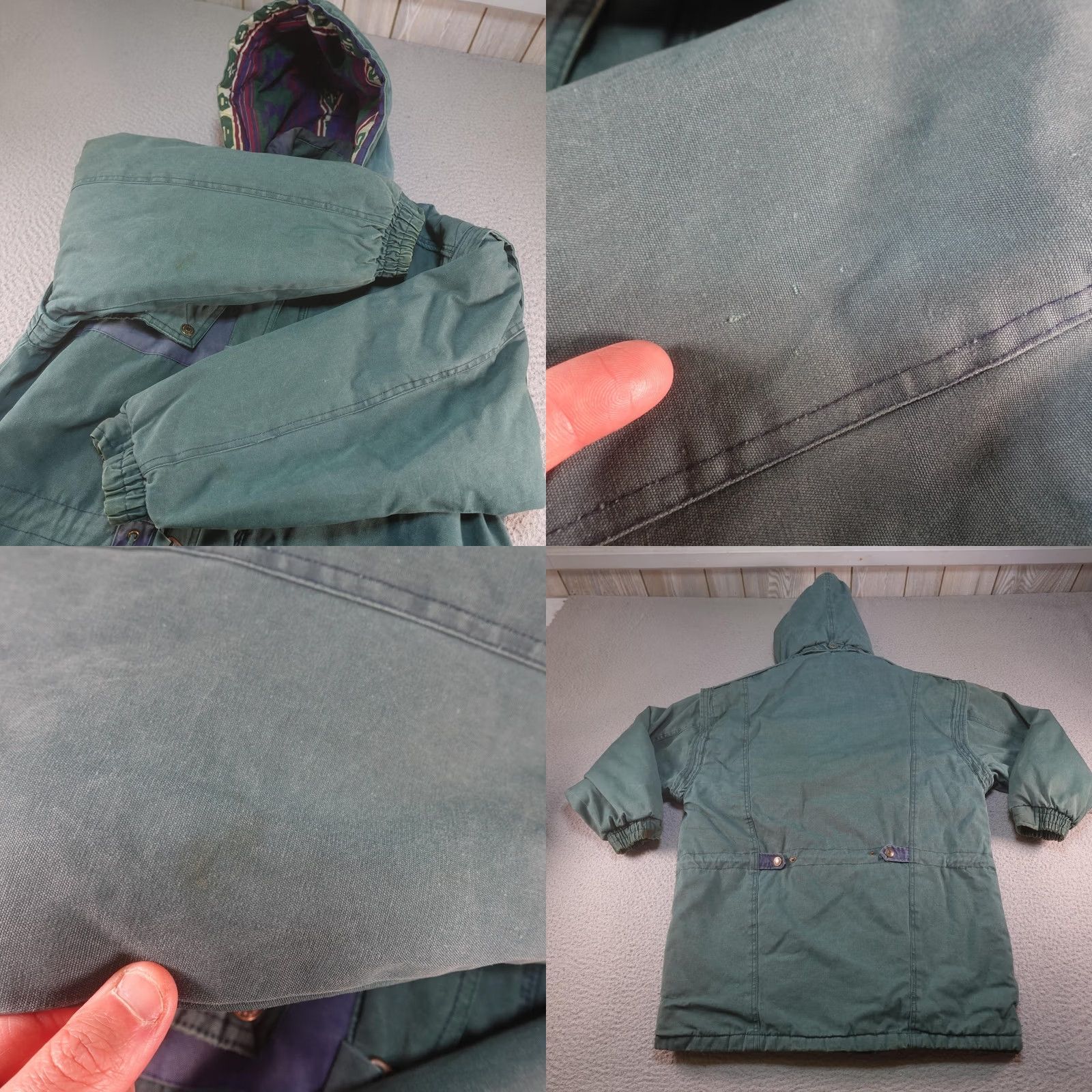 Vintage VINTAGE In Crowd Jacket Mens S Green Canvas Parka Hooded Insulated Lined Pockets Tribal Aztec Pattern Sailor/Outdoor Winter Coat Size US S / EU 44-46 / 1 - 8 Thumbnail